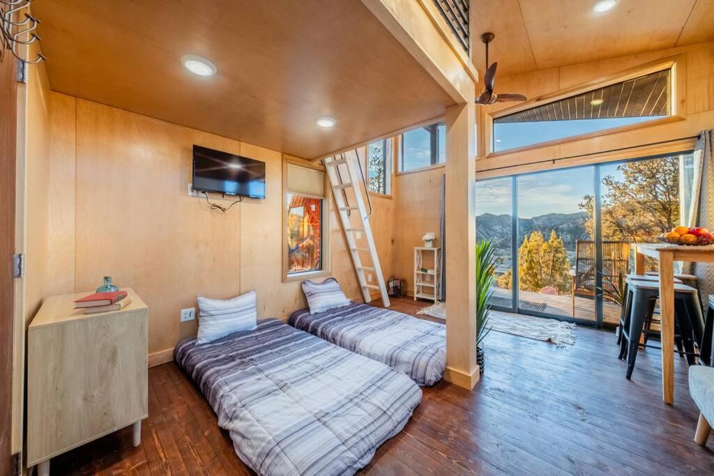 Cozy Cabin and Stargazing Dome Bedroom Deck BBQ Hammocks view 3