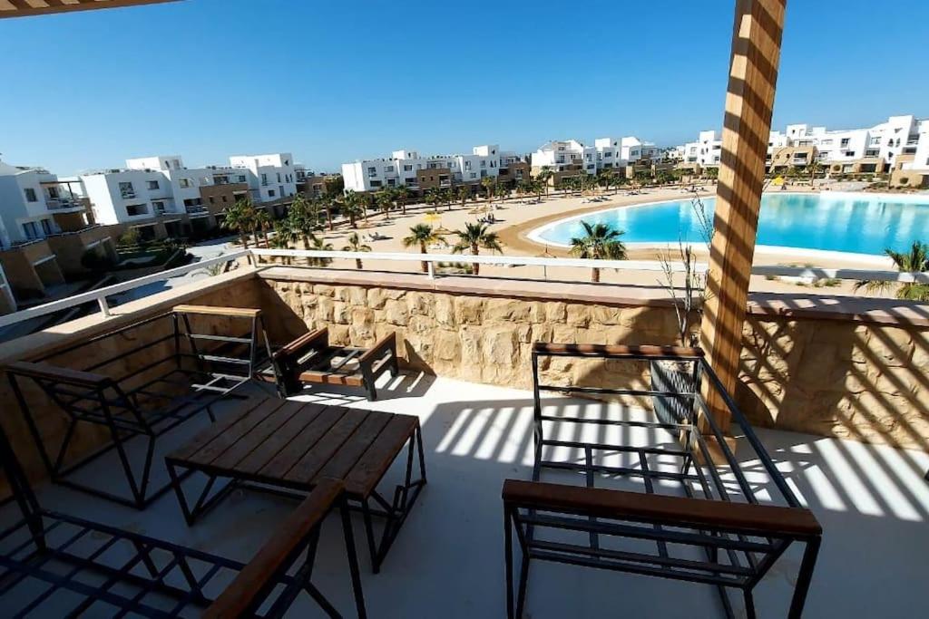 Modern chalet at el gouna Swan Lake compound with Swimable lagoon view