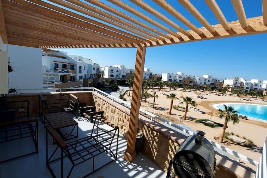 Modern chalet at el gouna Swan Lake compound with Swimable lagoon view