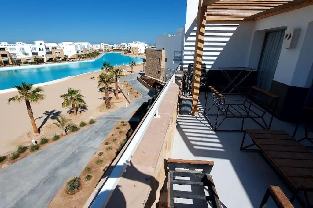 Modern chalet at el gouna Swan Lake compound with Swimable lagoon view