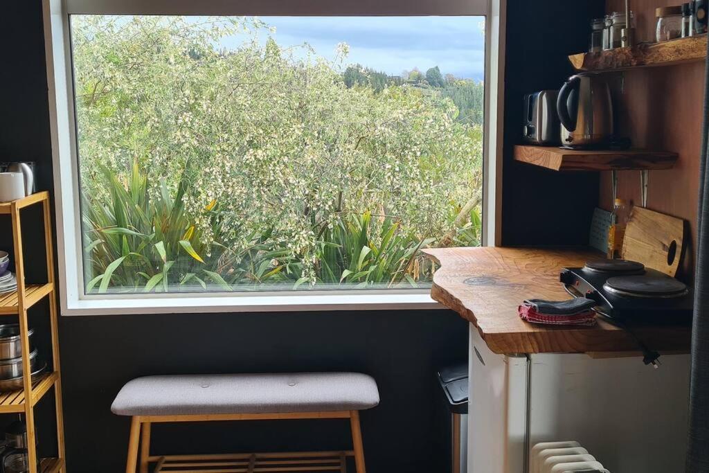 The 'Flax Pod' cabin in Pohara, amazing sea views
