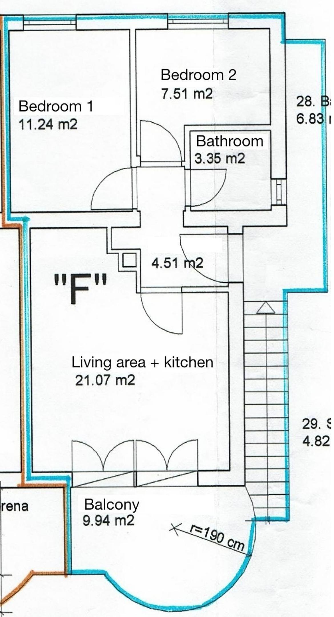 Apartment Sofia with Balcony - 55m2 - 1 KM to the Sea