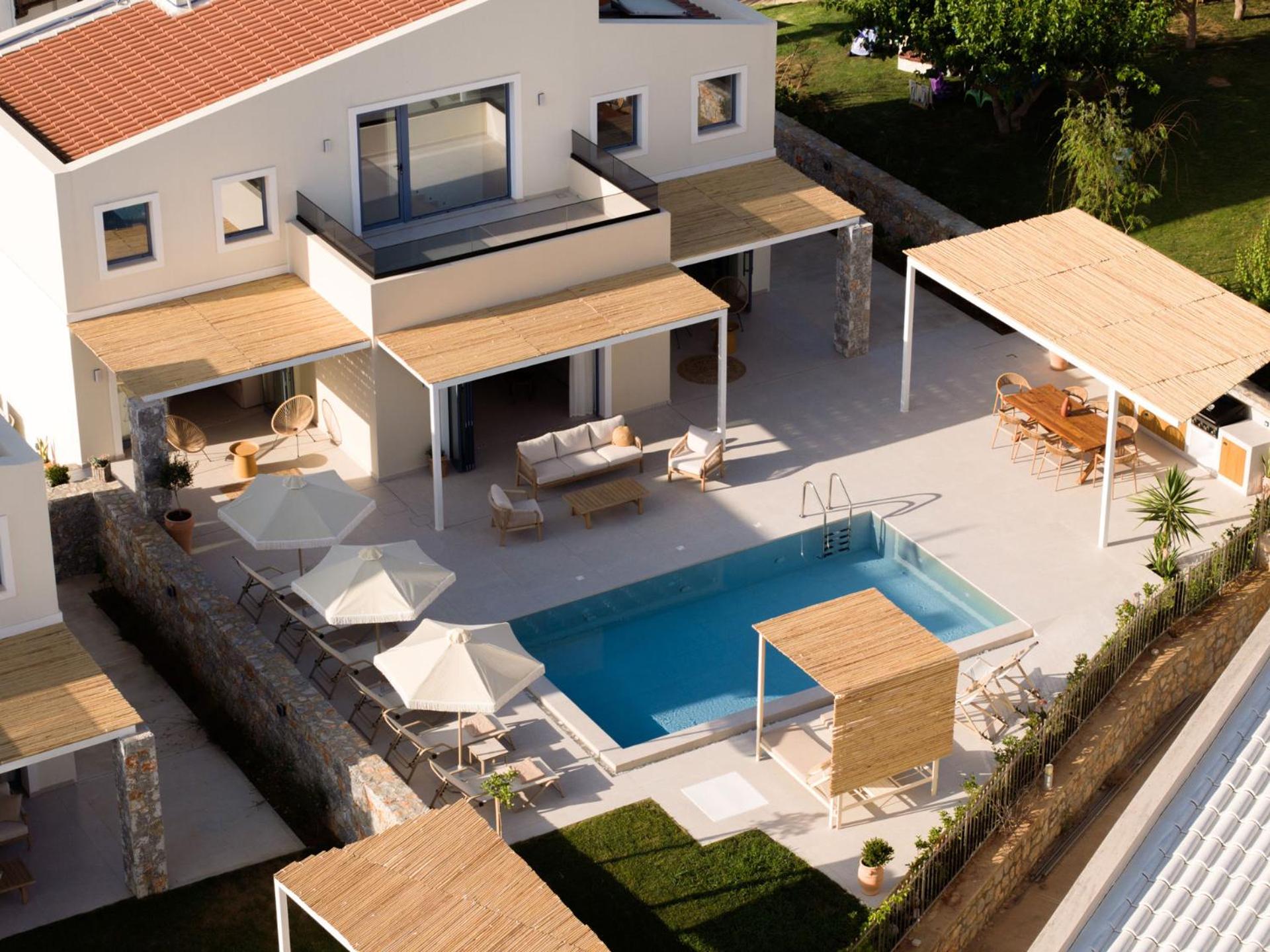 Pelagia's Loft Villas Haroupi & Rodi with Private Heated Pools, 5 Min Walking Distance to the Beach
