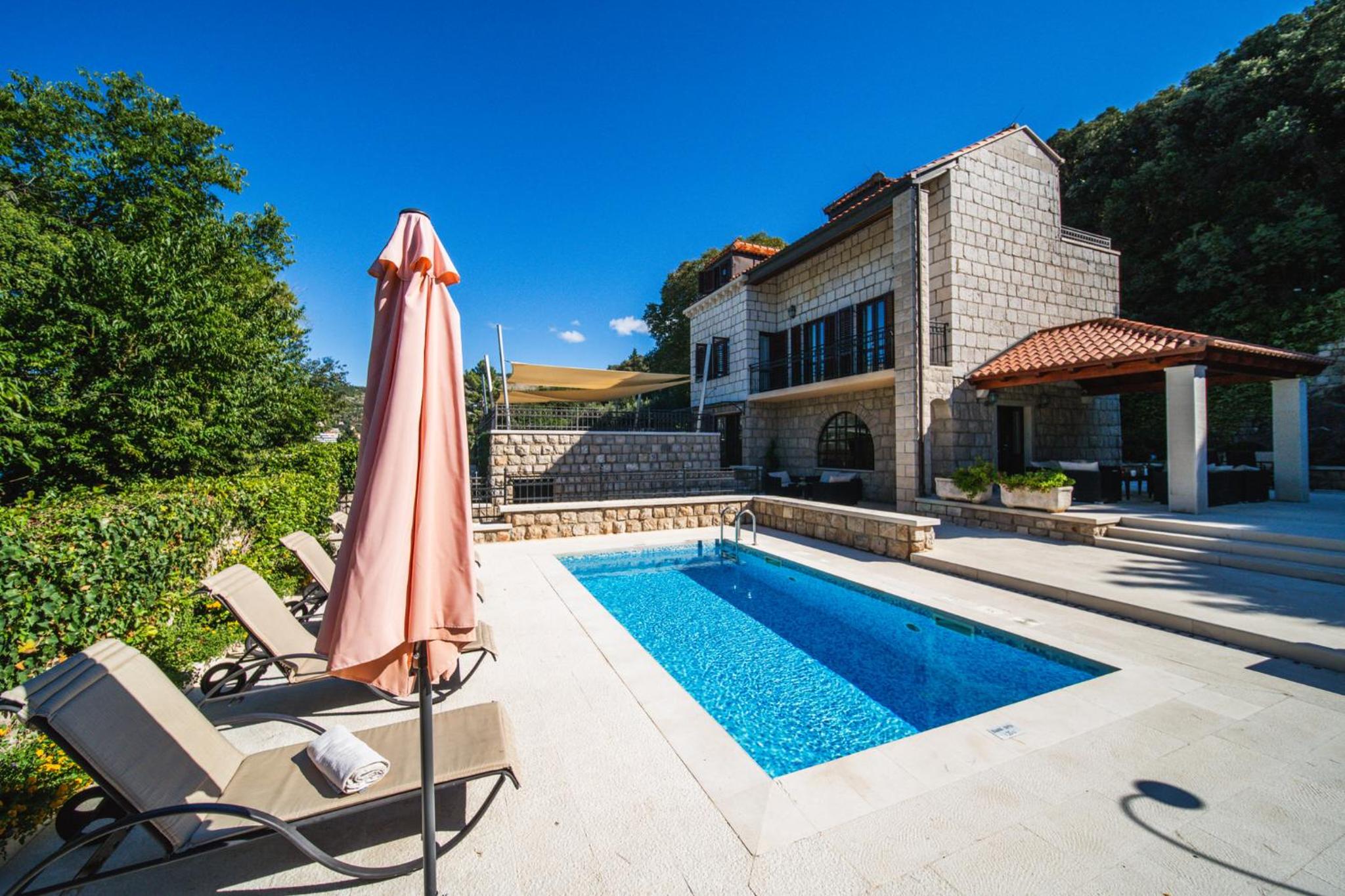 City Beach Villa with Pool and Sea View