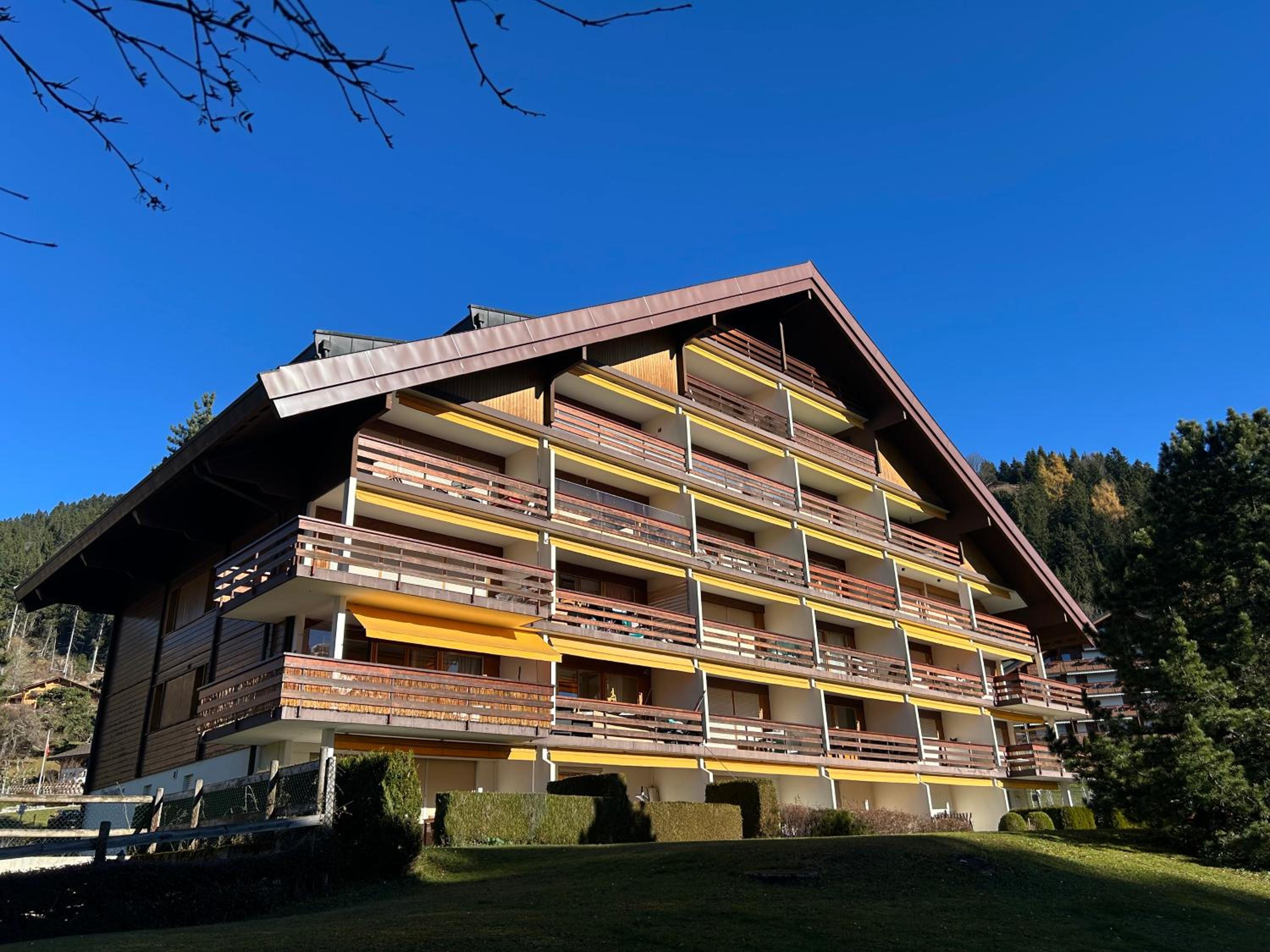 Central flat in Villars sur Ollon, Amethyste, for 4, with two double beds, balcony and 75m to ski-train