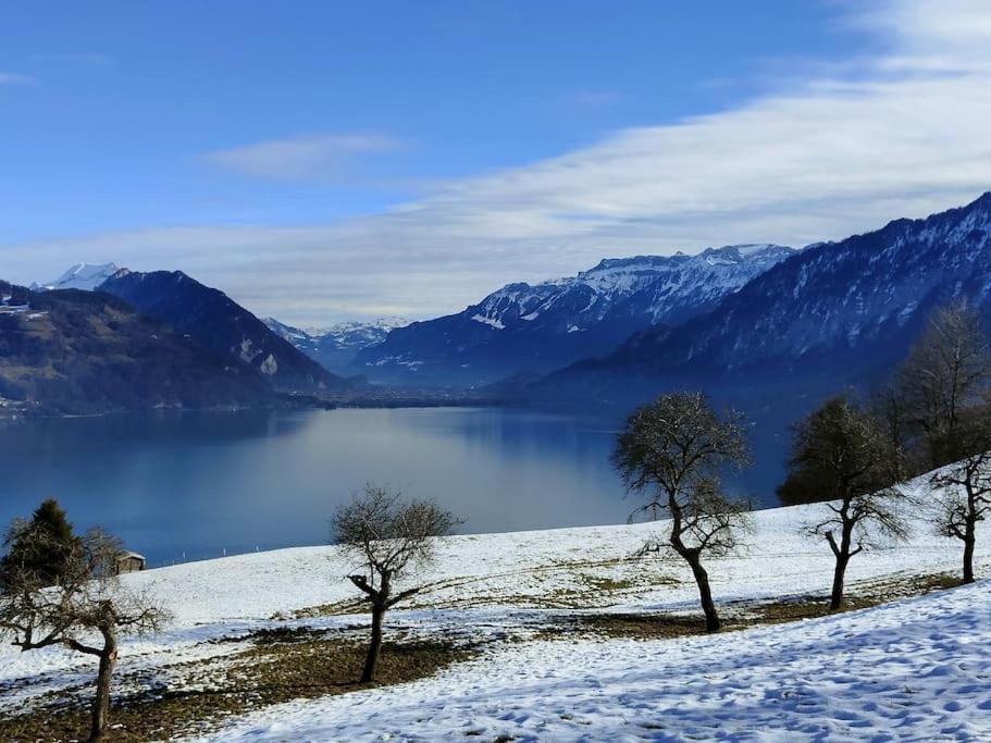 Panoramablick auf See und Berge