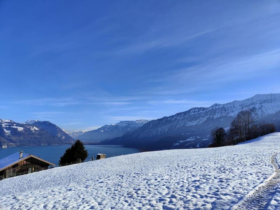 Panoramablick auf See und Berge