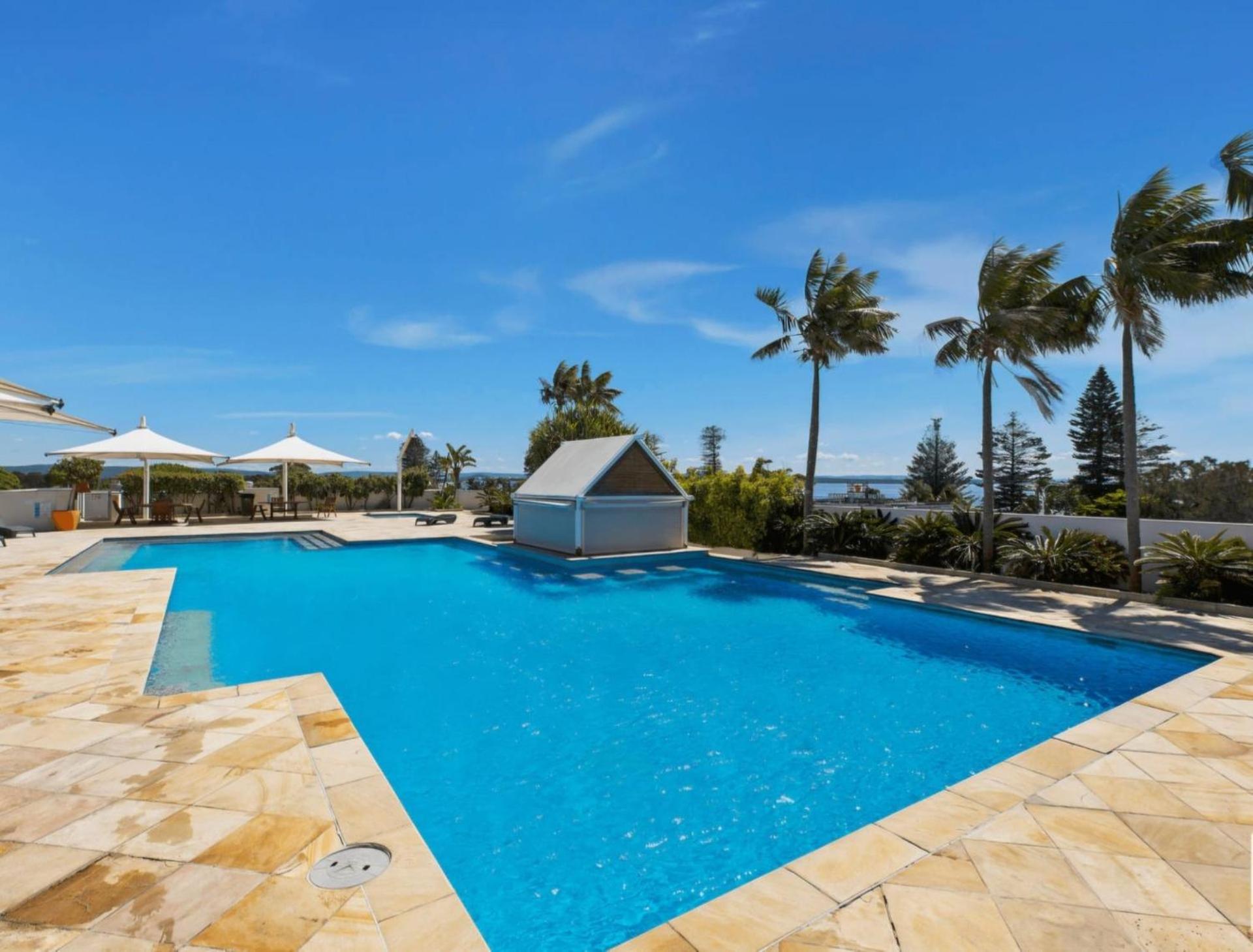 The Entrance Waterfront Studio, Balcony, Pool, Water Views, Unit 208