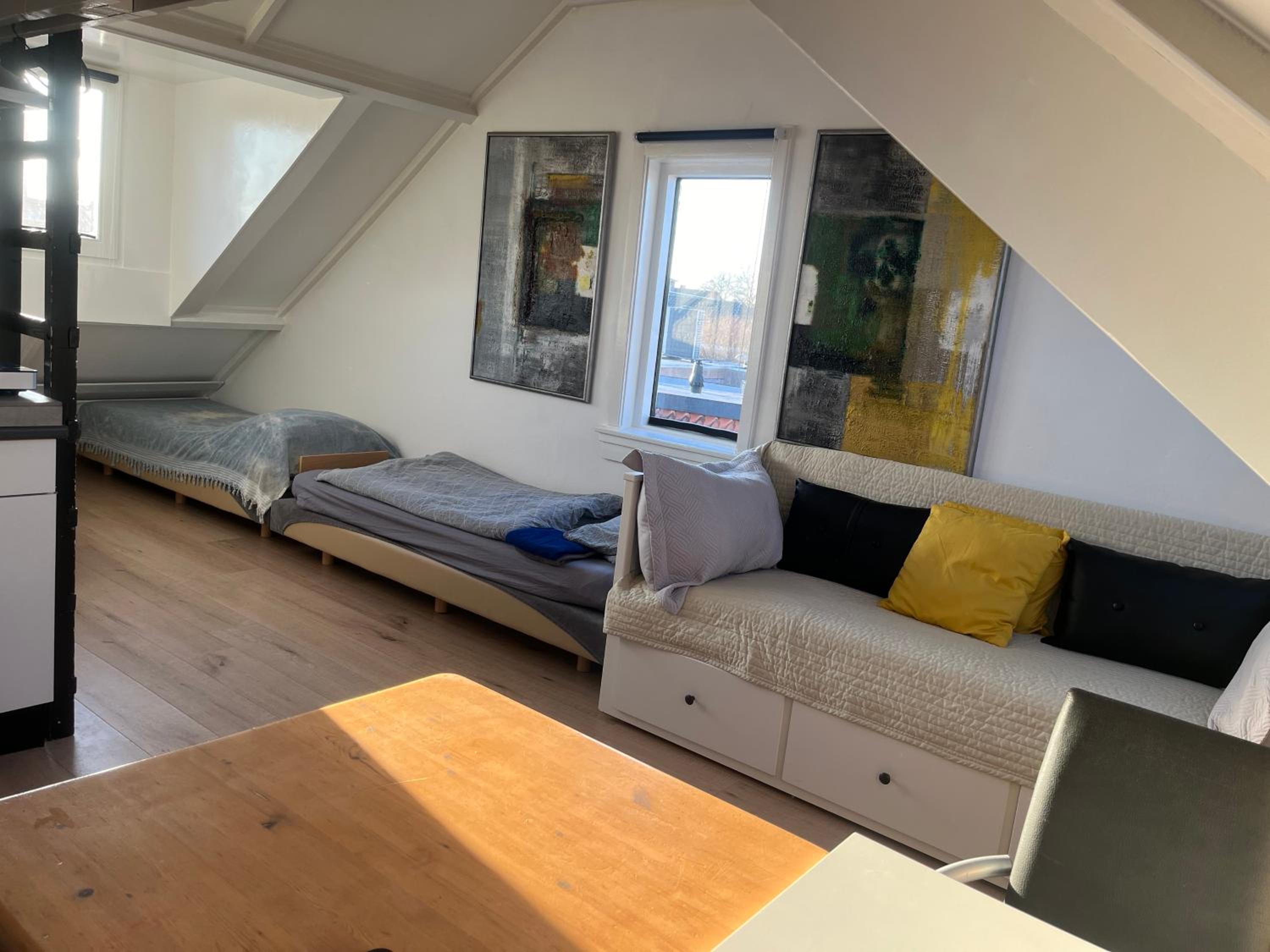 Zolderstudio dichtbij Goffert met eigen badkamer en WC, eigen keuken, eigen ingang view 4