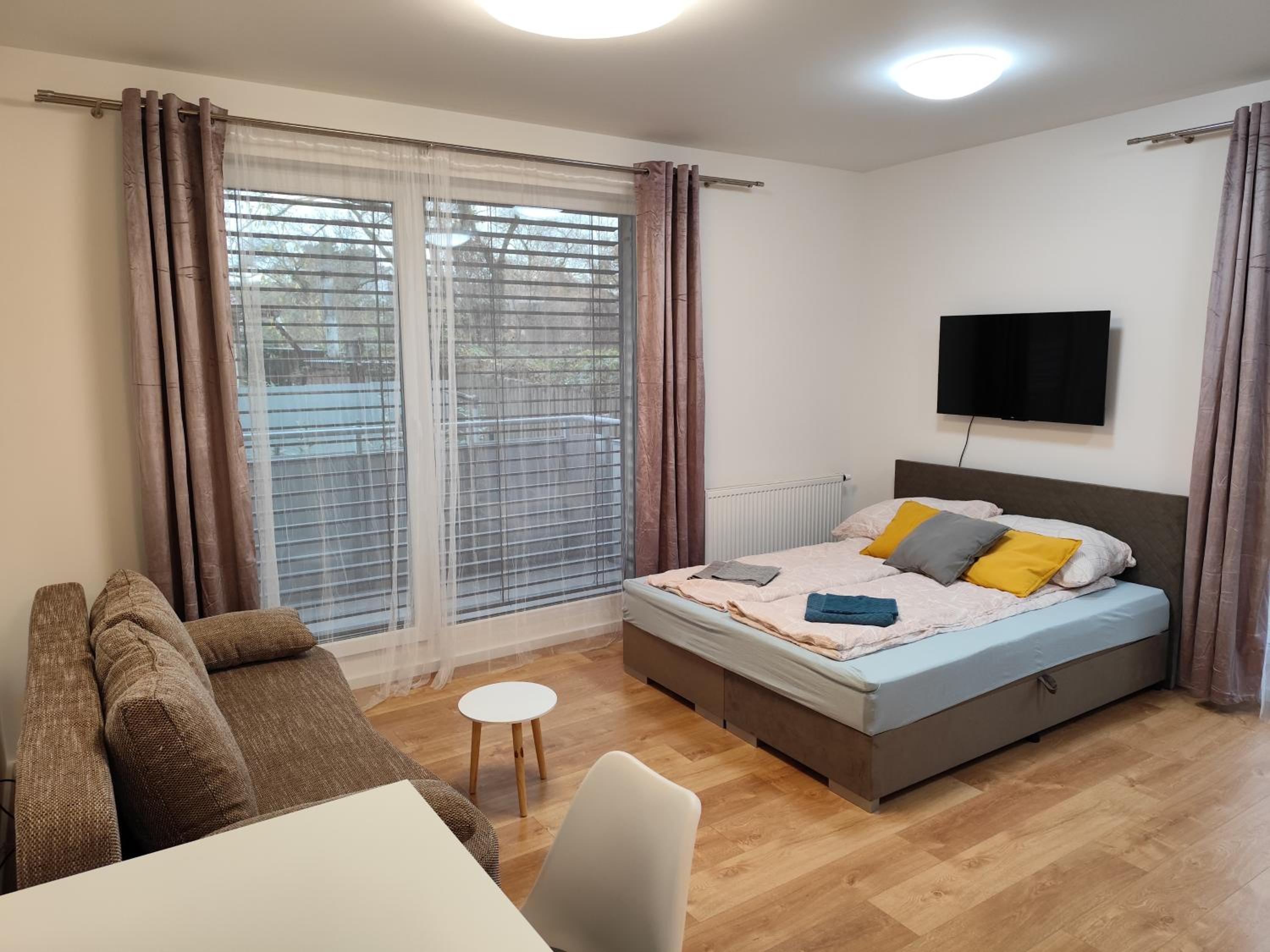 Air conditioned 1 room Apartment, with garden, new building view 2