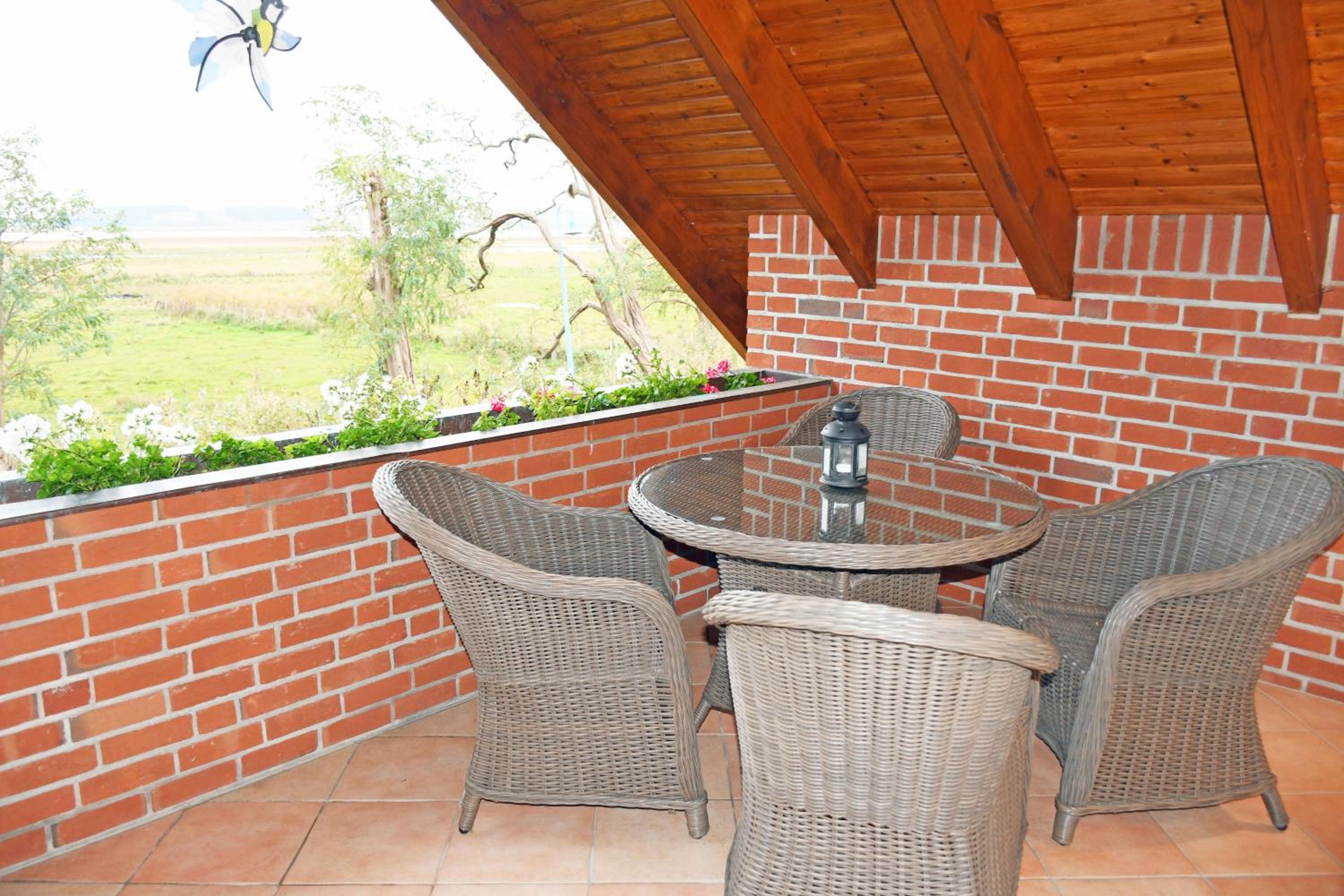 Ferienwohnungen unterm Reetdach m Terras o Balk u Sauna