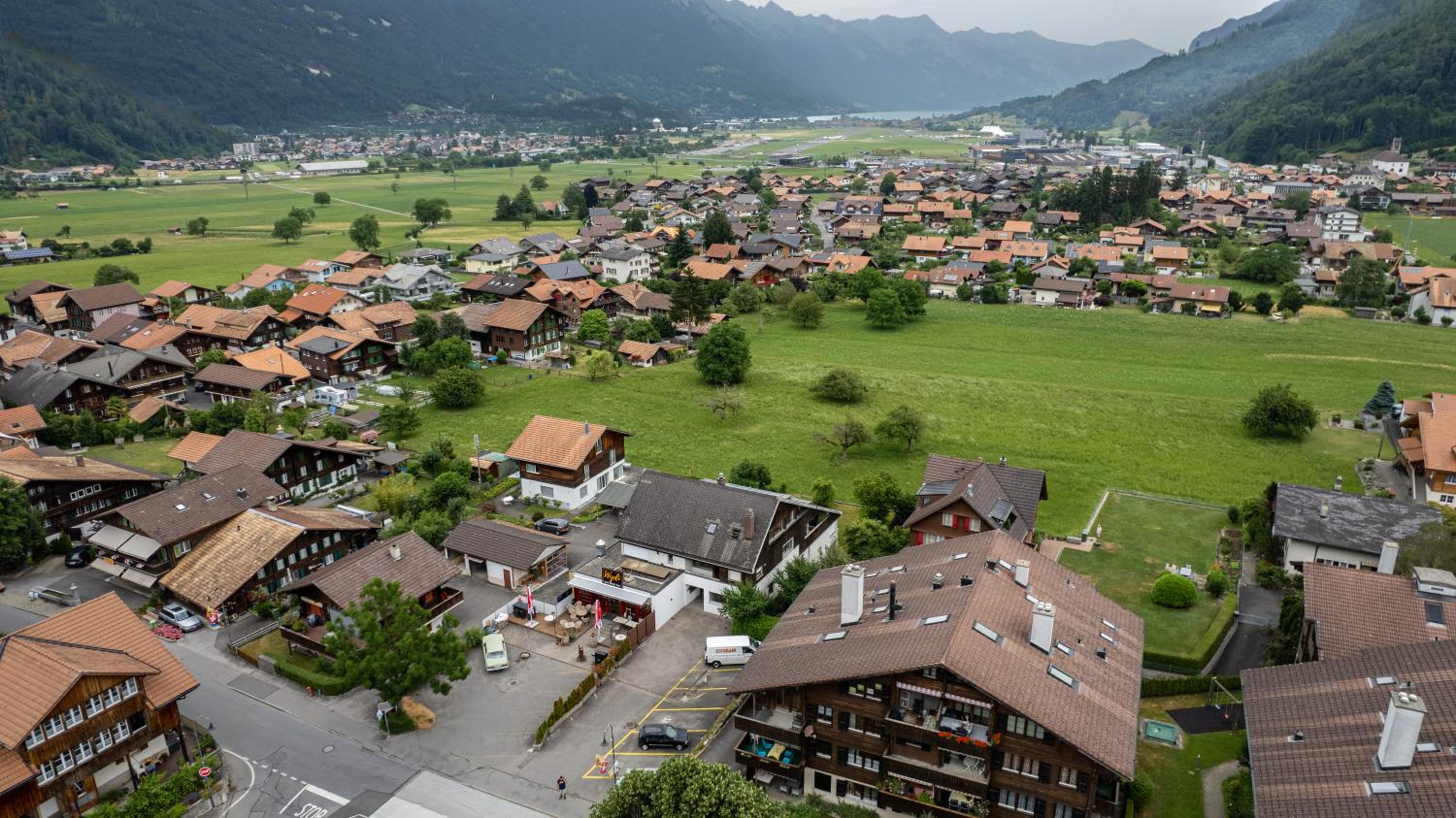 Alpine view with balcony near Interlaken