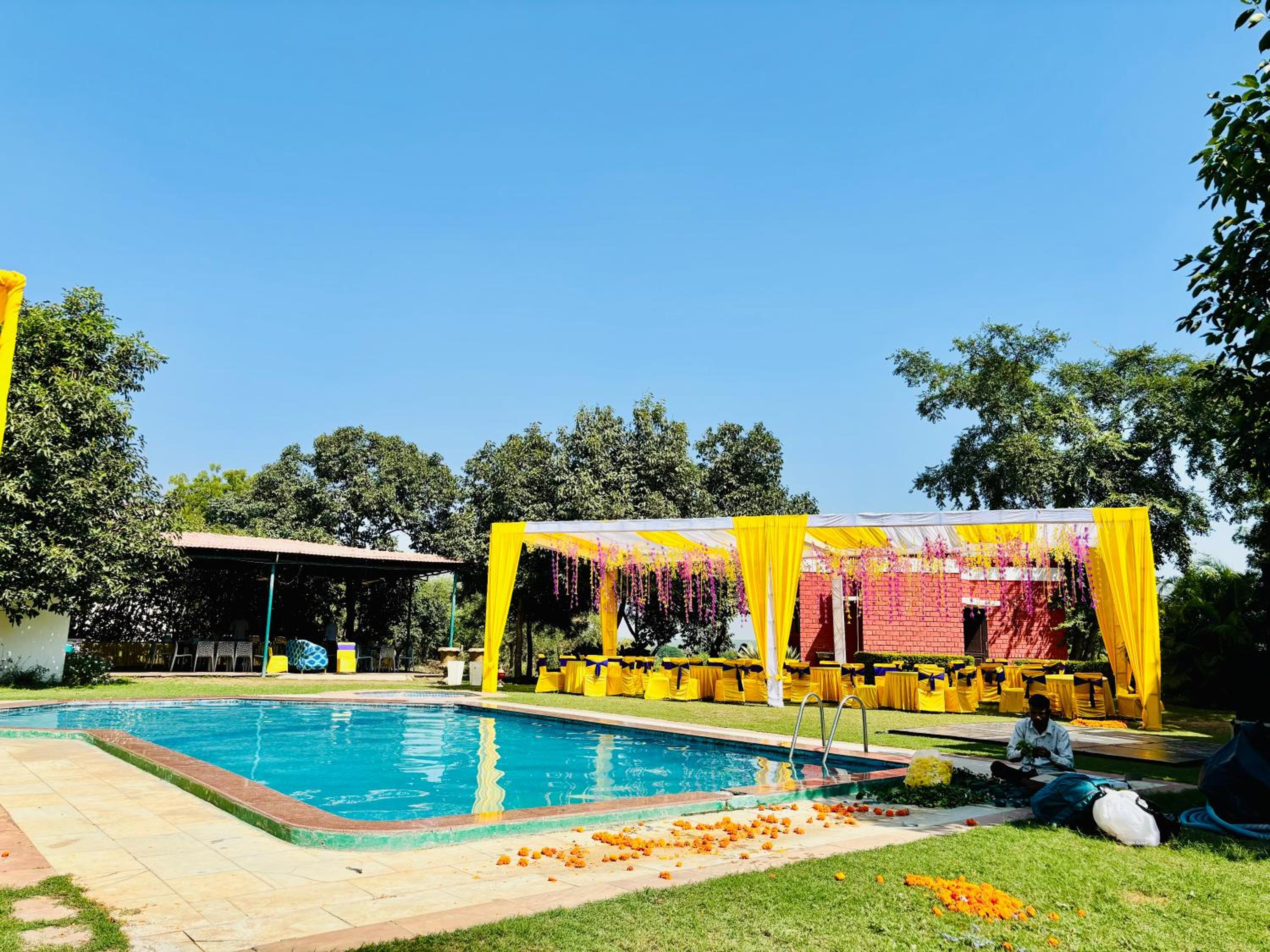 Aravali red velvet resort view 3