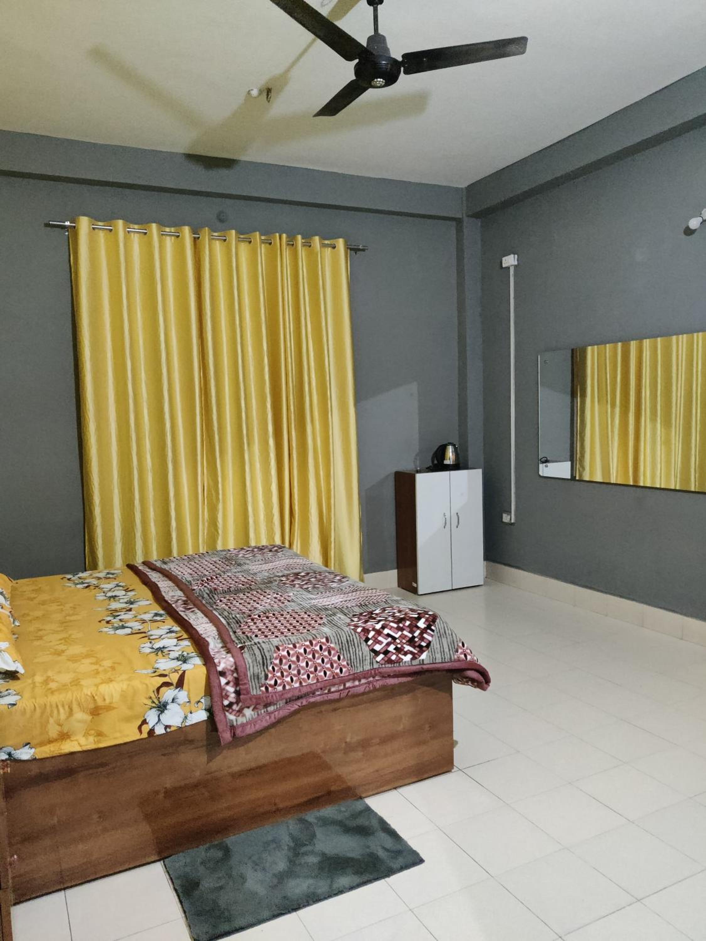 Yellow minimalistic room view 3