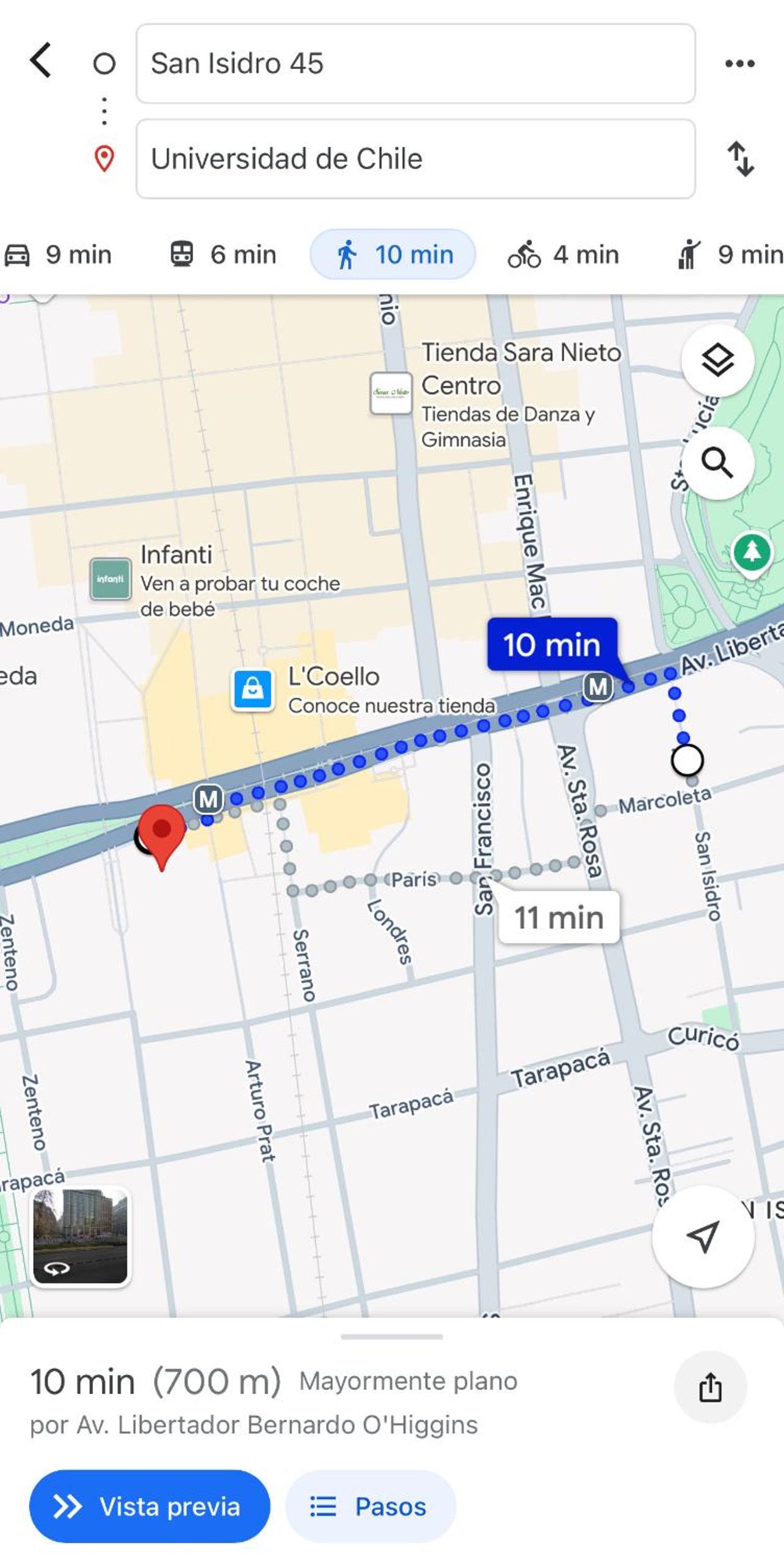 1Centro histórico, salida Metro Santa Lucía Clínica Católica