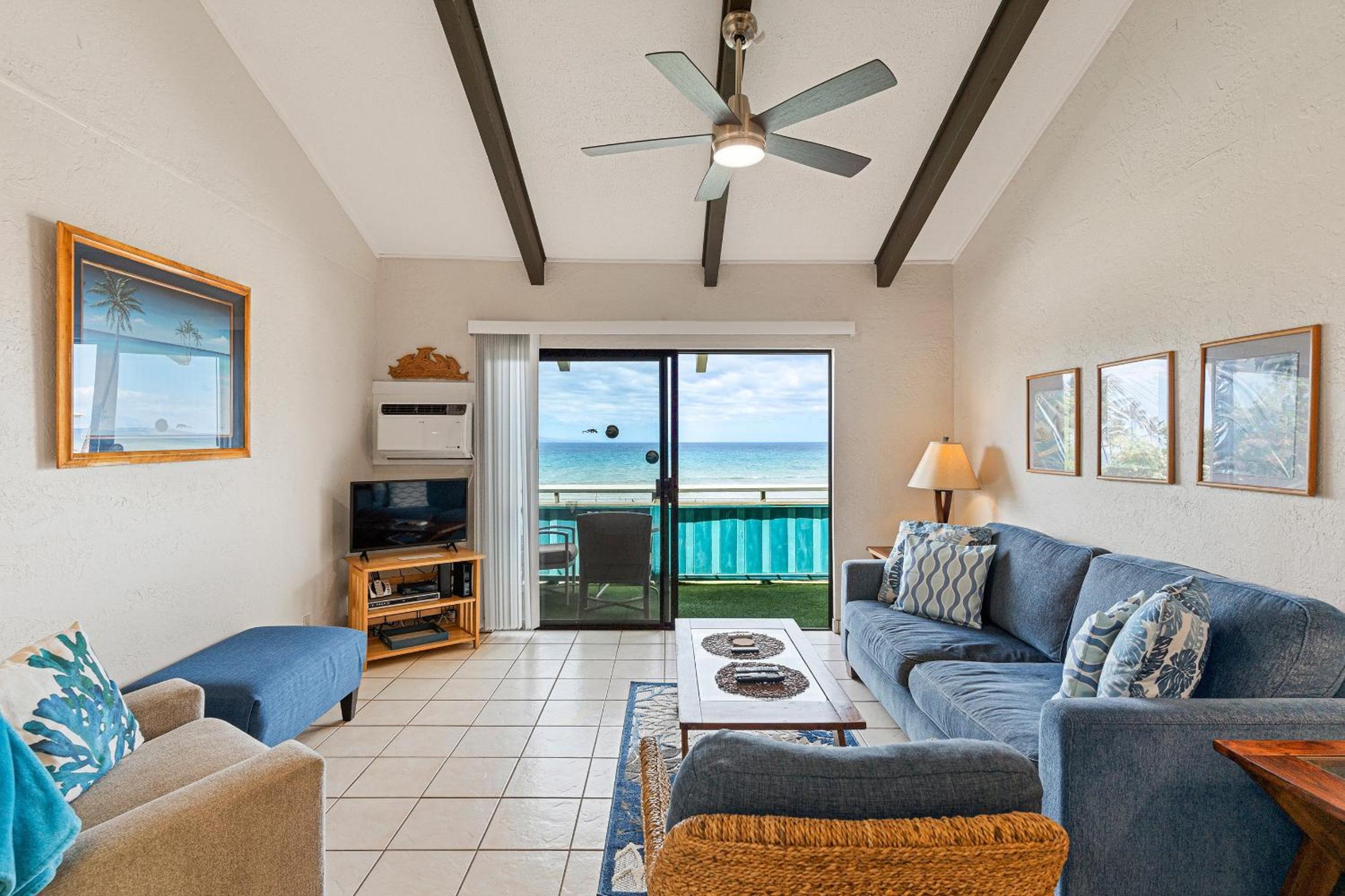 Shores of Maui 215 - Dramatic Ocean Views, Steps to the Beach, Renovated, AC!