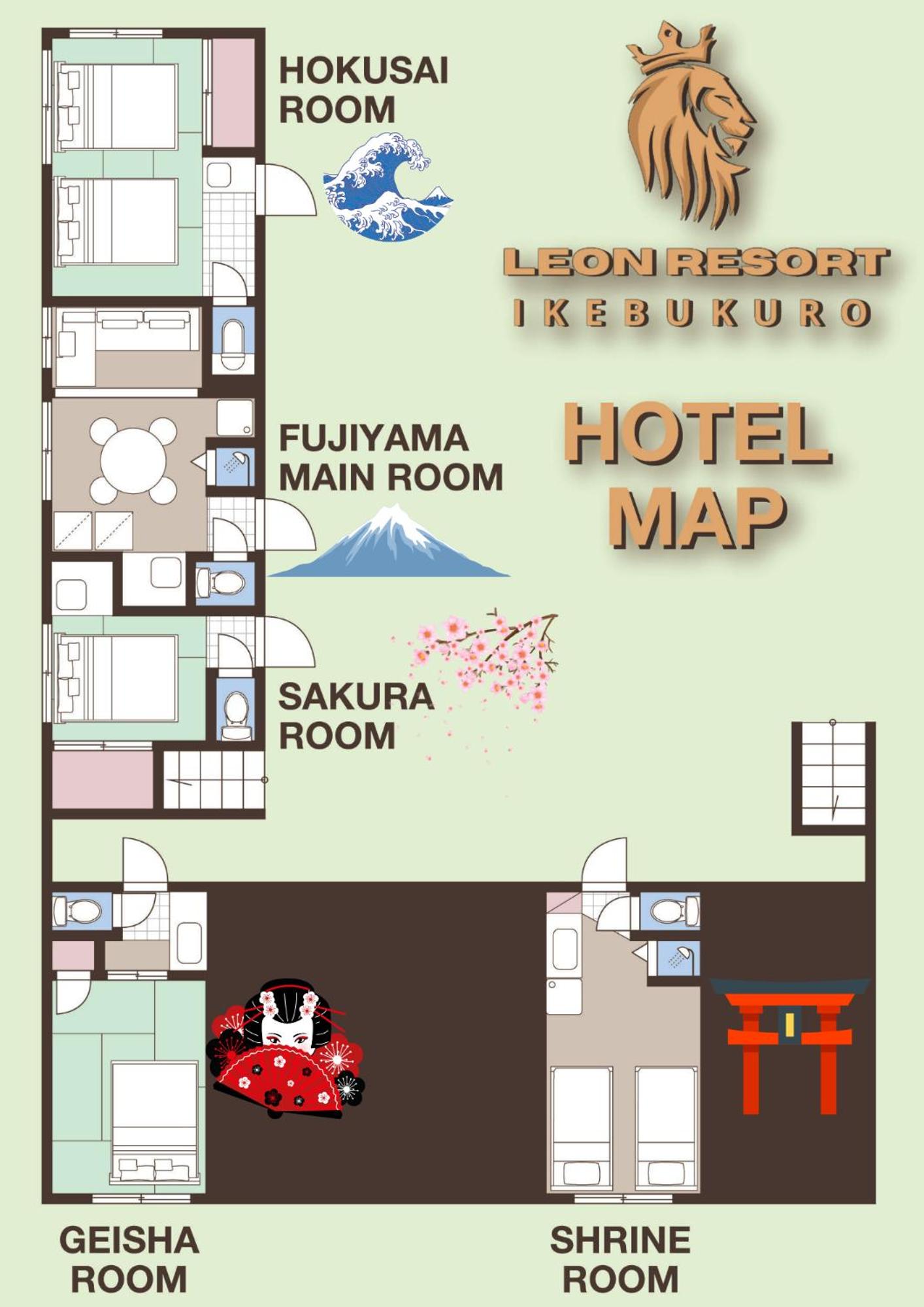 LEON RESORT HOTEL A 3rooms MAX8people 6min Shinjuku 11min Shibuya 12min walk Ikebukuro LEON RESORT IKEBUKURO traditional Japanese room 池袋 最大8名
