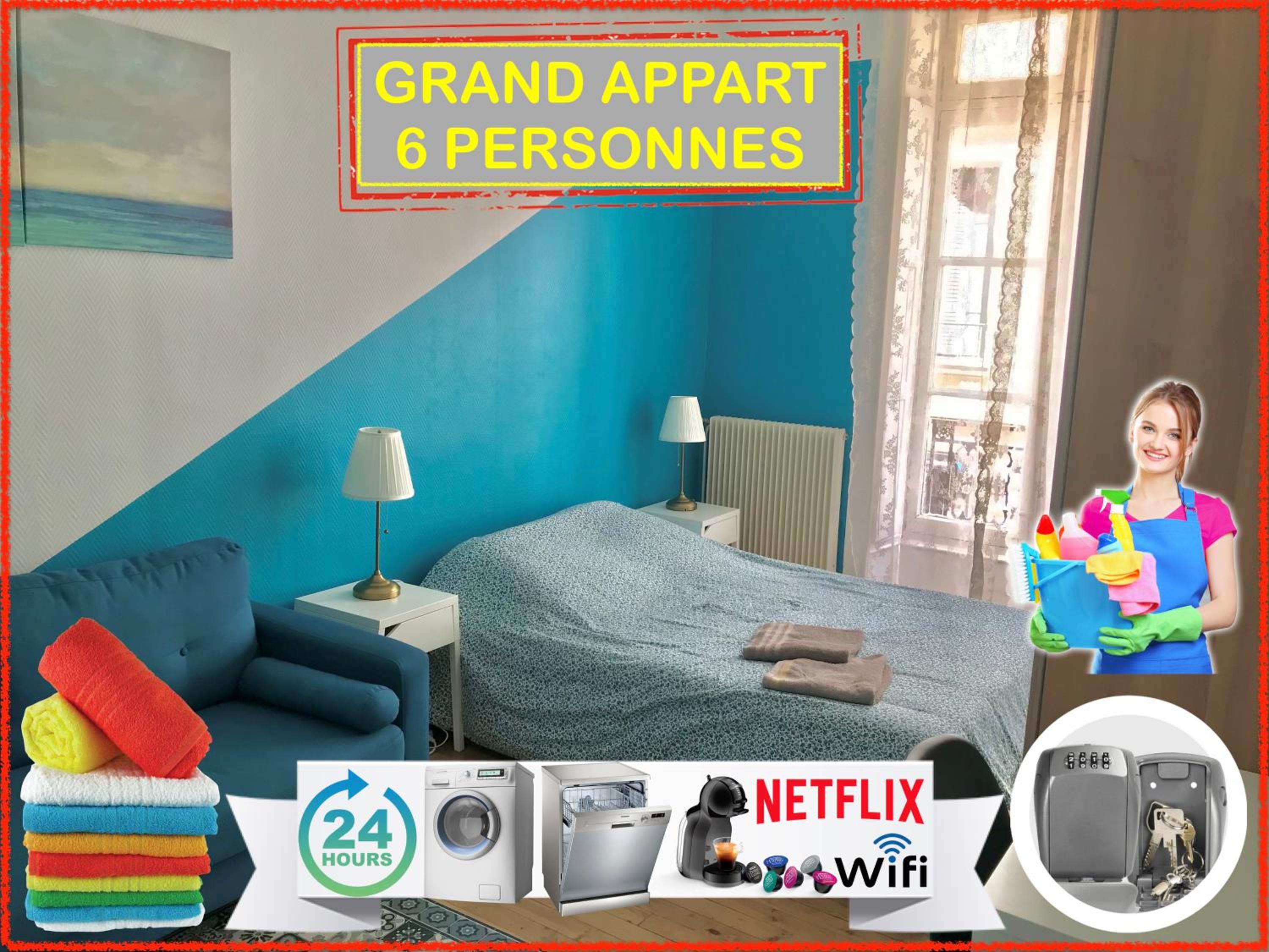 020 CHIC & COSY GRAND APPART 57m2 HYPERCENTRE WIFI SMART TV NETFLIX