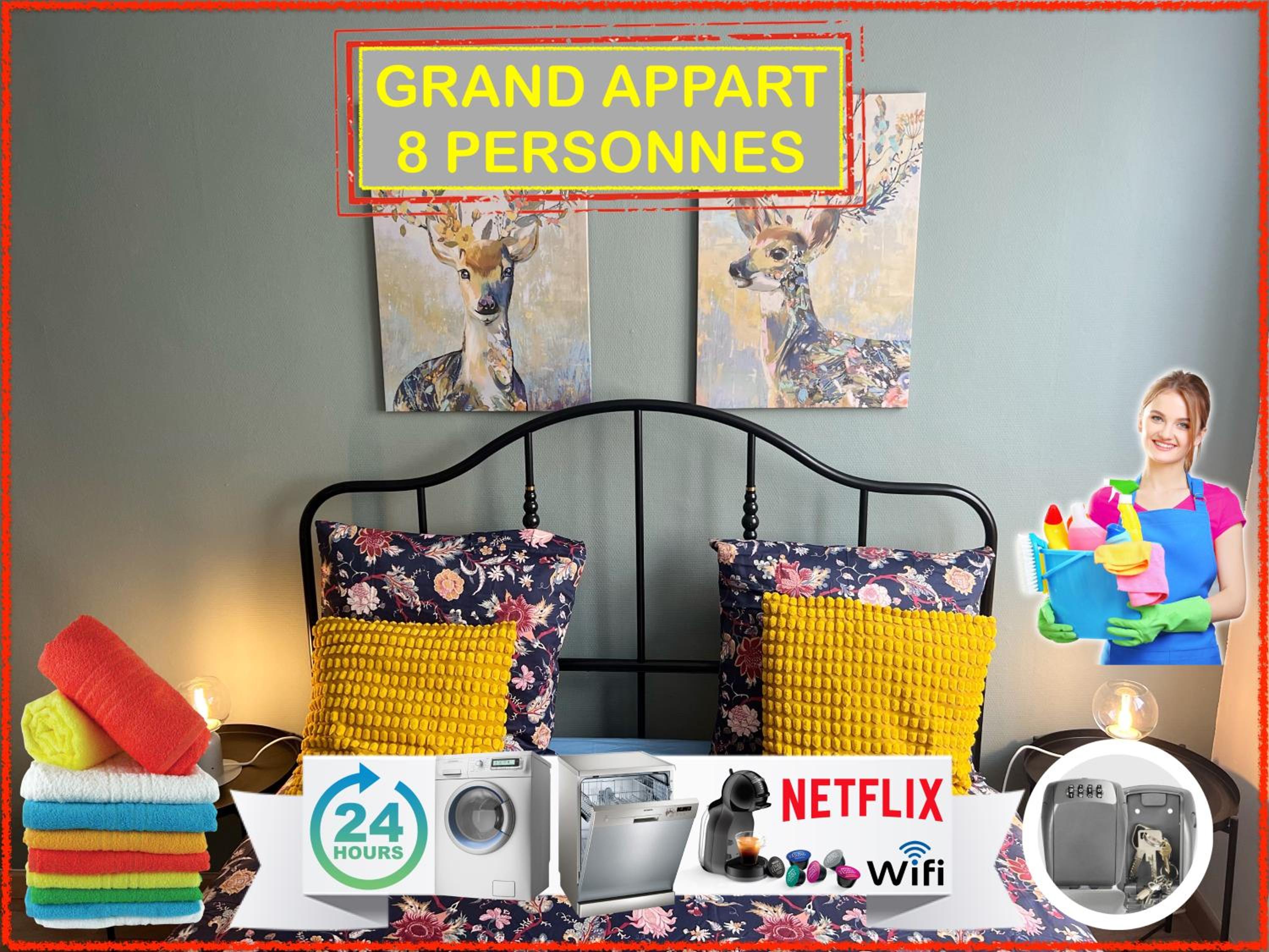 016 CHIC & COSY GRAND APPART MODERNE 65m2 HYPERCENTRE WIFI SMART TV NETFLIX