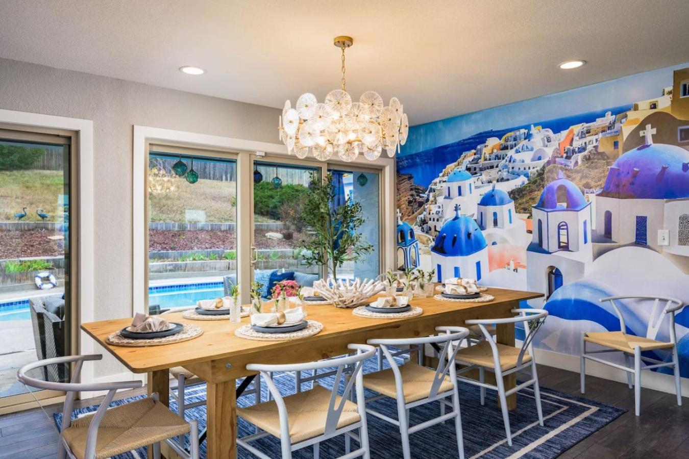 The Santorini Retreat Pool Hot Tub Game Room