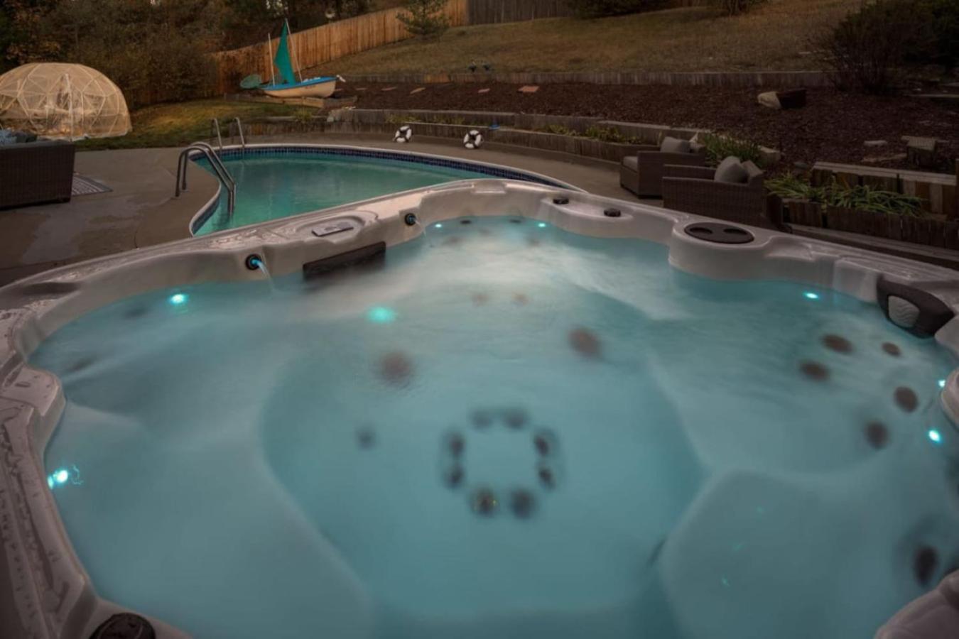 The Santorini Retreat Pool Hot Tub Game Room