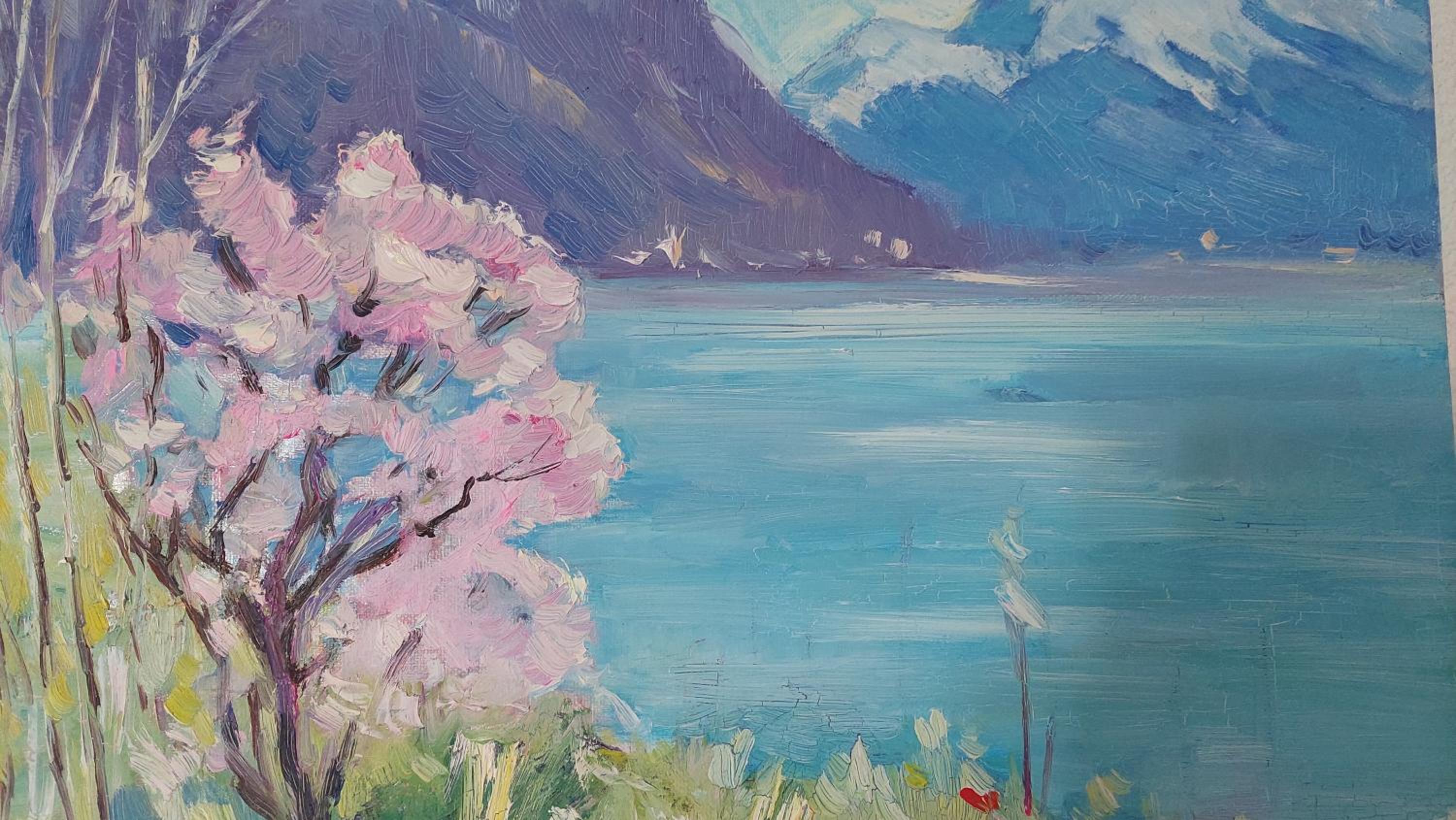 Inspiration room, lake, mountains, balcony in Montreux city center