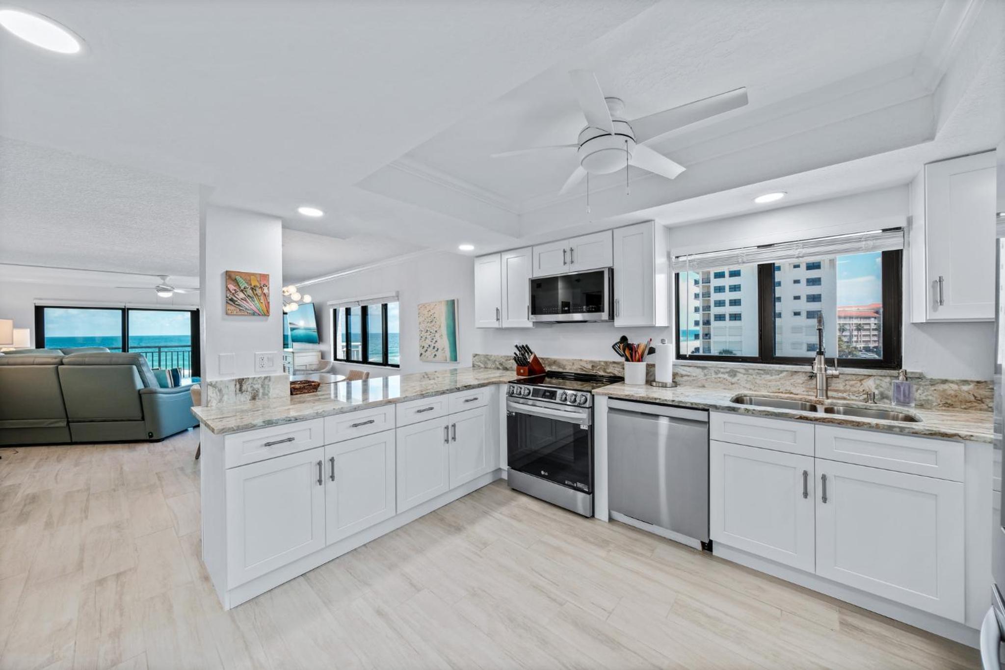 Corner oceanfront views with wrap around balcony located on the no-drive beach!