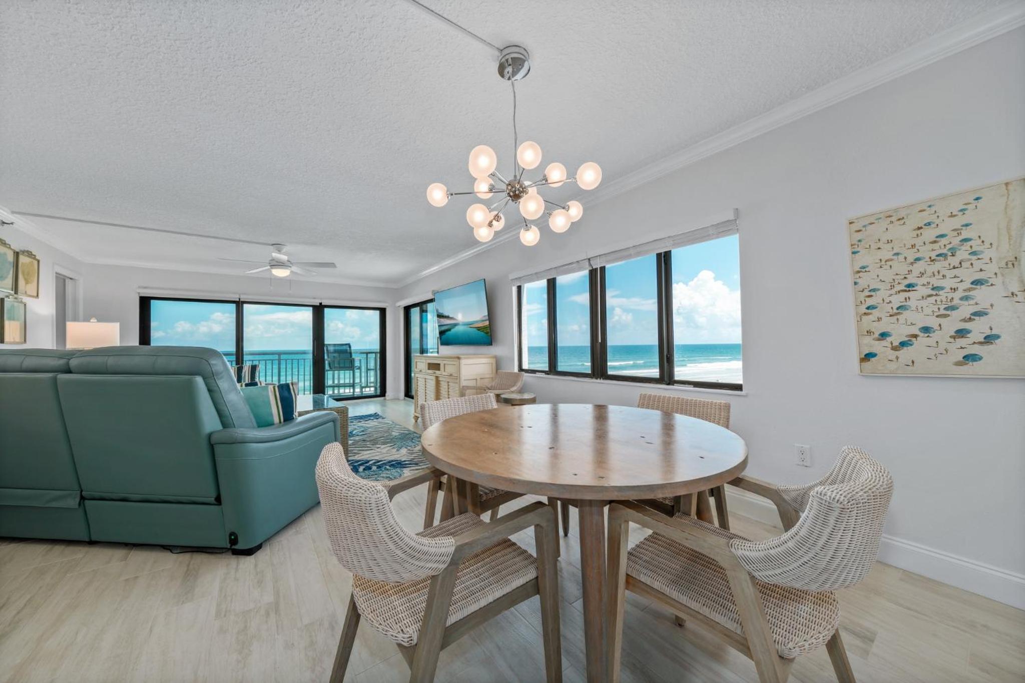 Corner oceanfront views with wrap around balcony located on the no-drive beach!