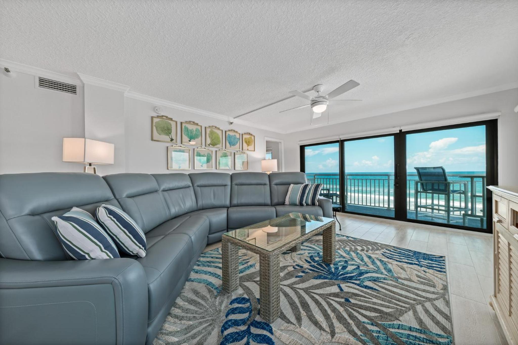 Corner oceanfront views with wrap around balcony located on the no-drive beach!