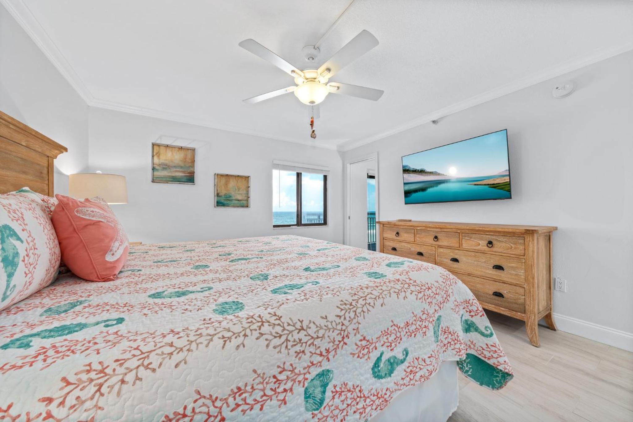 Corner oceanfront views with wrap around balcony located on the no-drive beach!