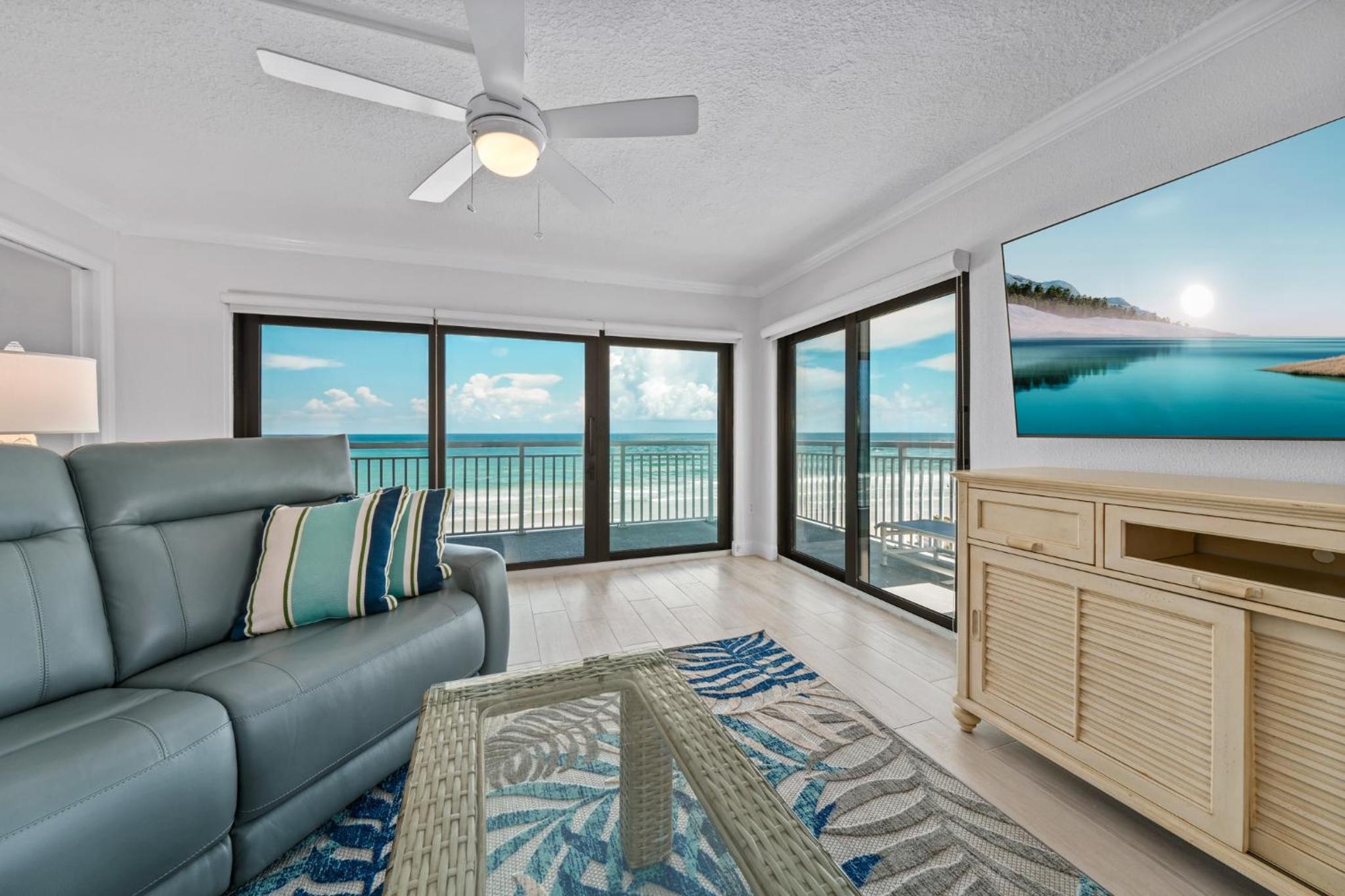 Corner oceanfront views with wrap around balcony located on the no-drive beach!