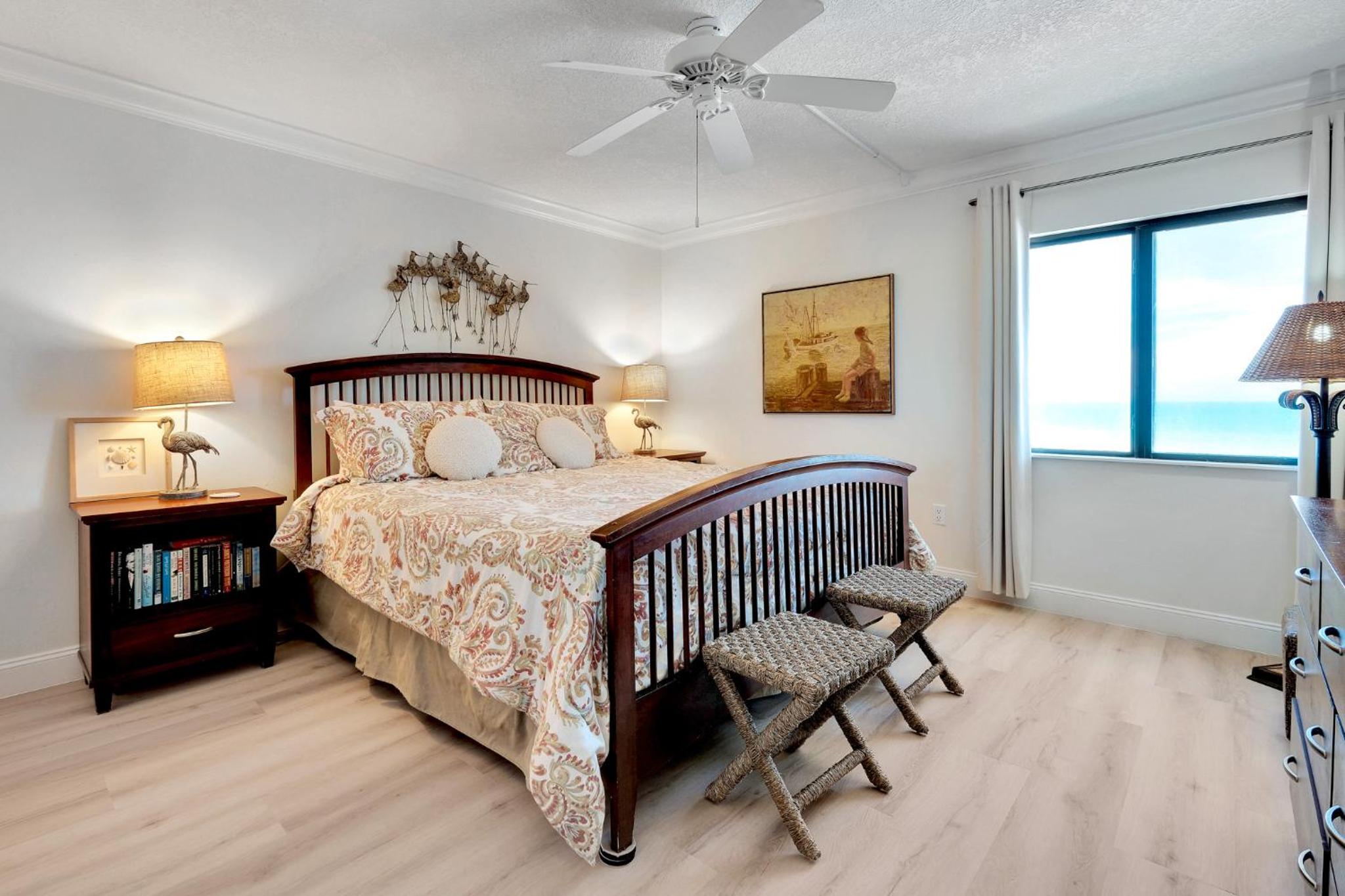 Large oceanfront balcony with pool & beach access located on the no-drive beach!