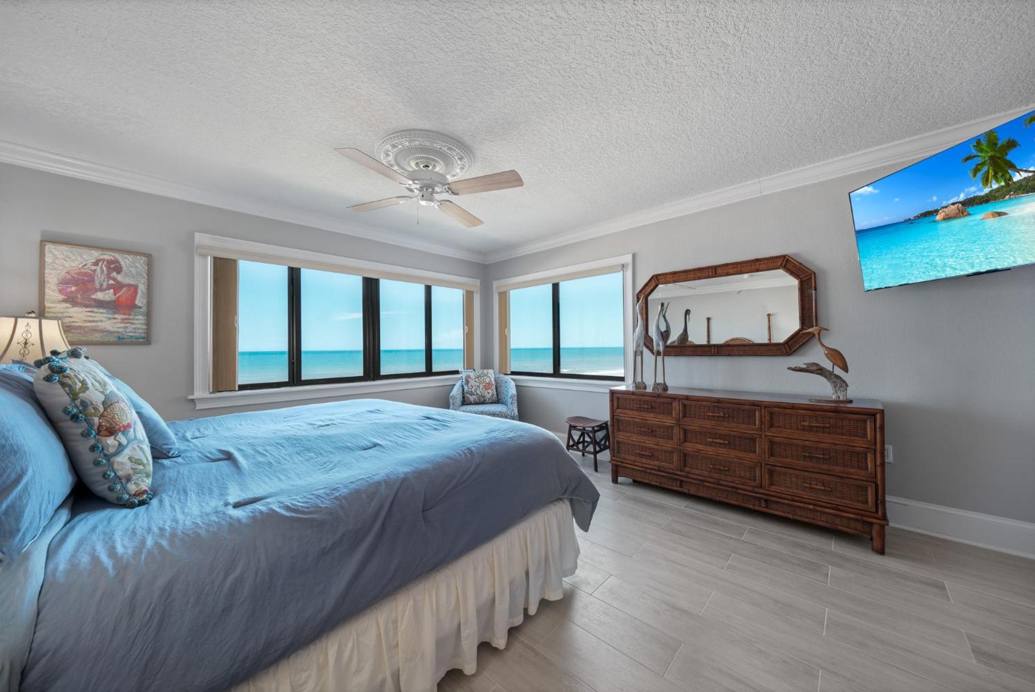 Oceanfront corner views with wrap around balcony and complex pool