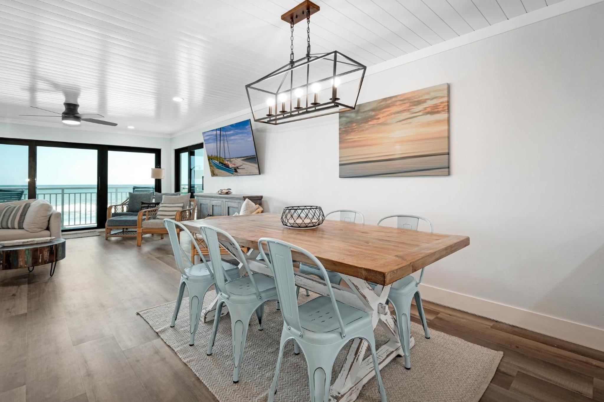 Large balcony with direct oceanfront views and access to complex pool