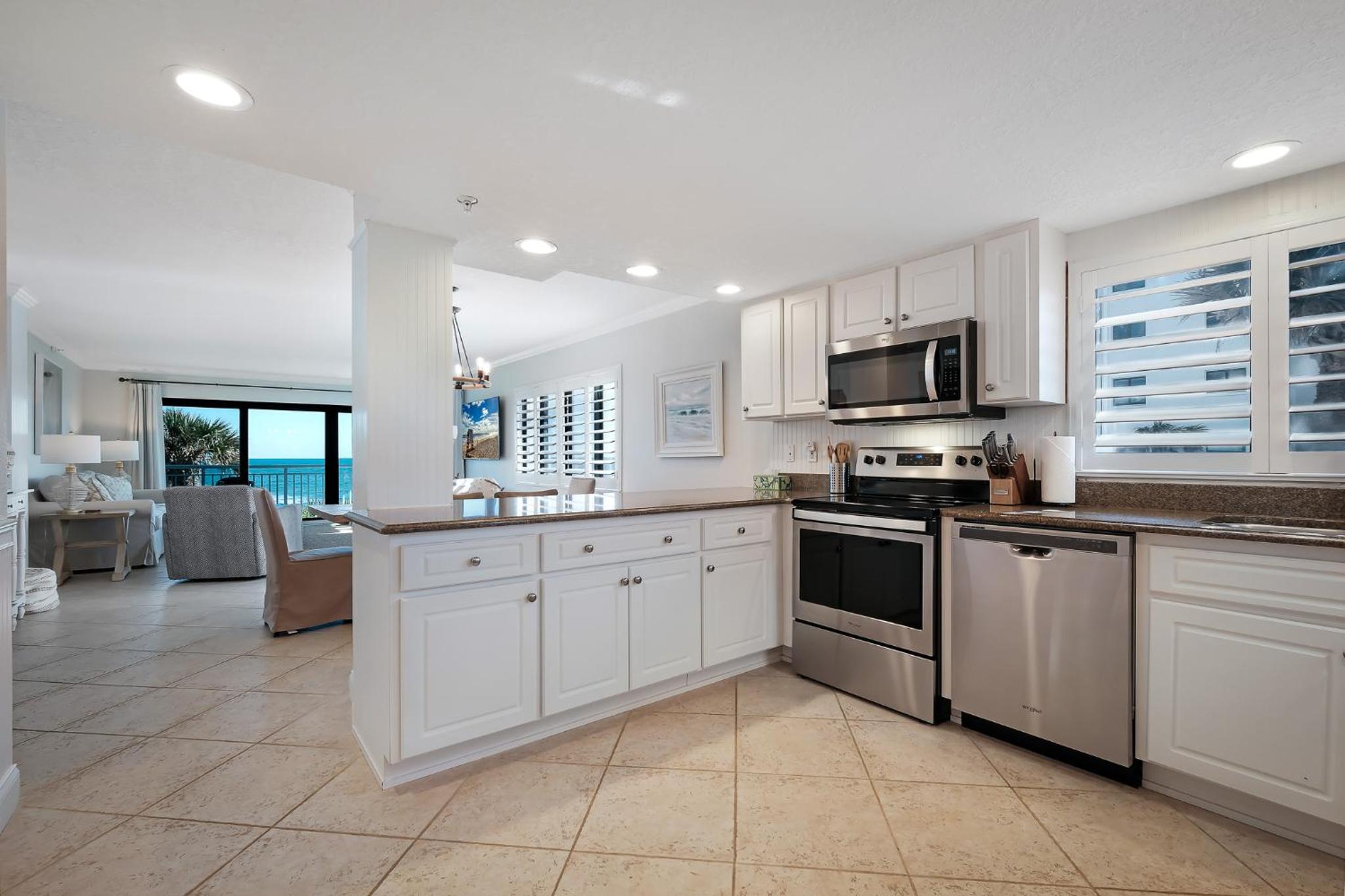Take in the oceanfront corner views located on the no-drive beach!