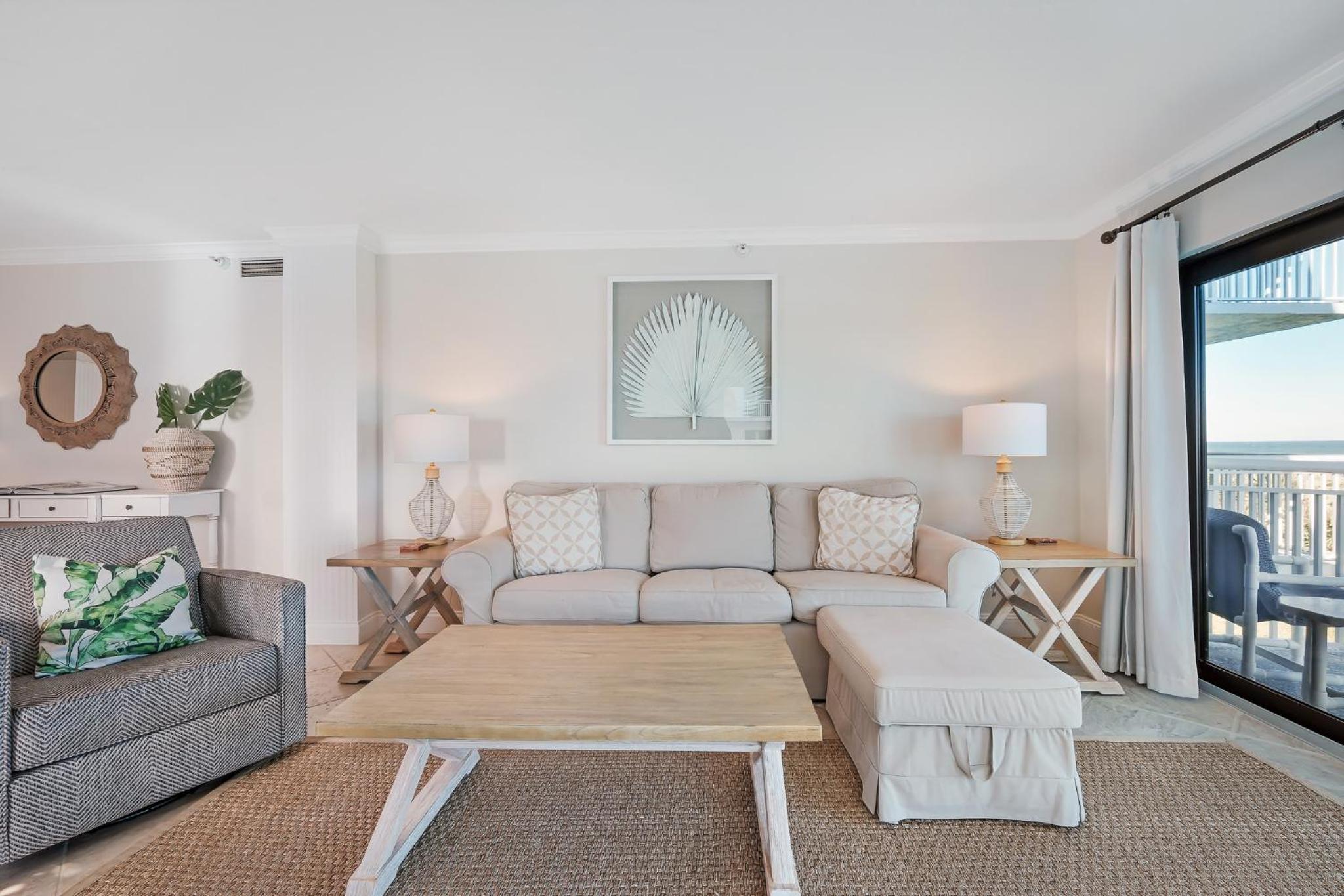 Take in the oceanfront corner views located on the no-drive beach!
