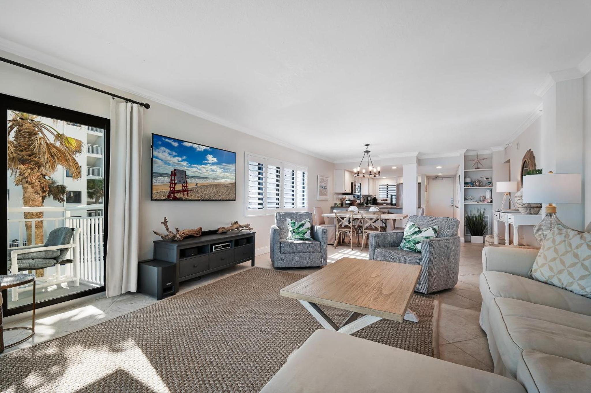 Take in the oceanfront corner views located on the no-drive beach!