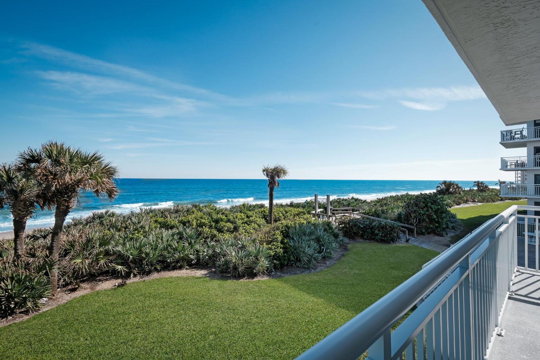 Take in the oceanfront corner views located on the no-drive beach!