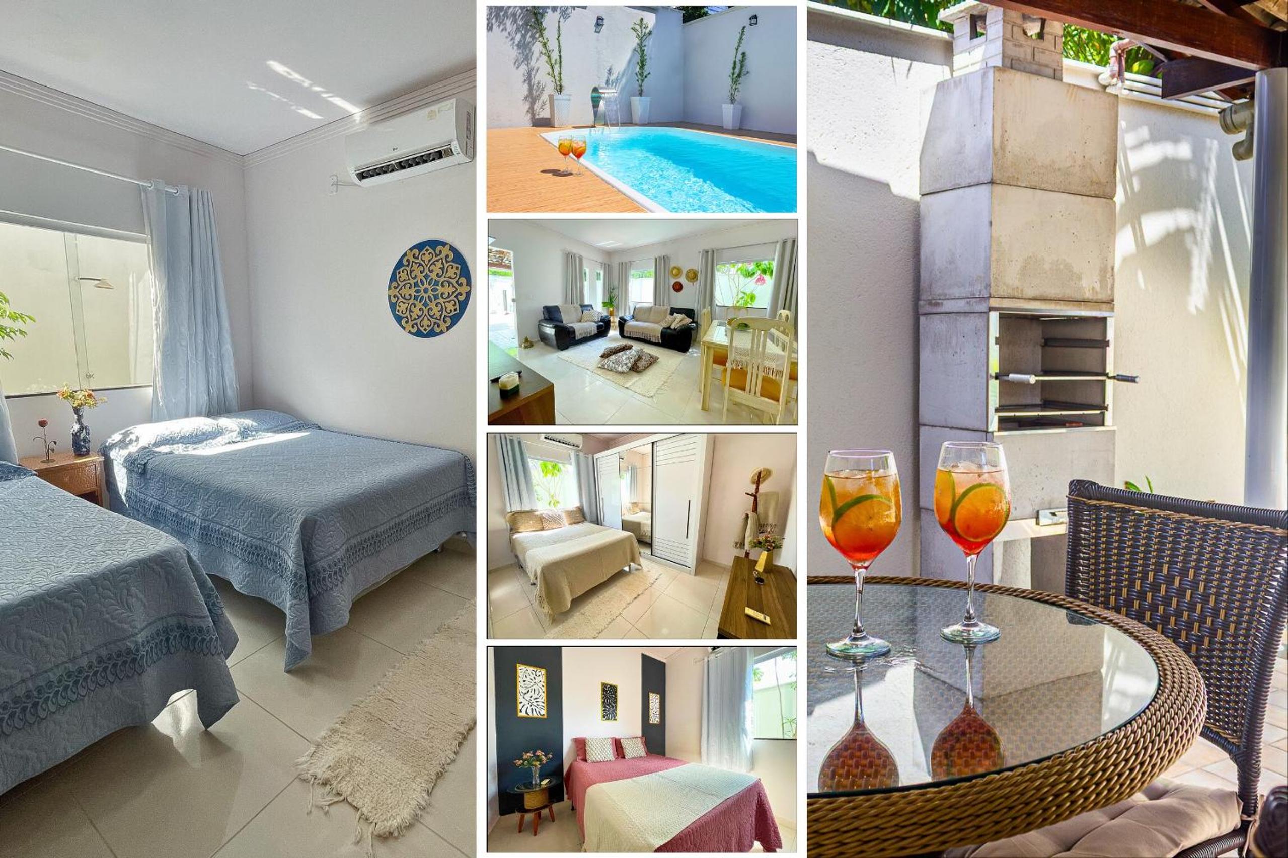 Casa Privativa de 3 Quartos com Piscina com Aquecimento Solar a 800m das Praias de Taperapuan, Ar Condicionado, WiFi 110Mbps, Churrasqueira, Garagem para 0