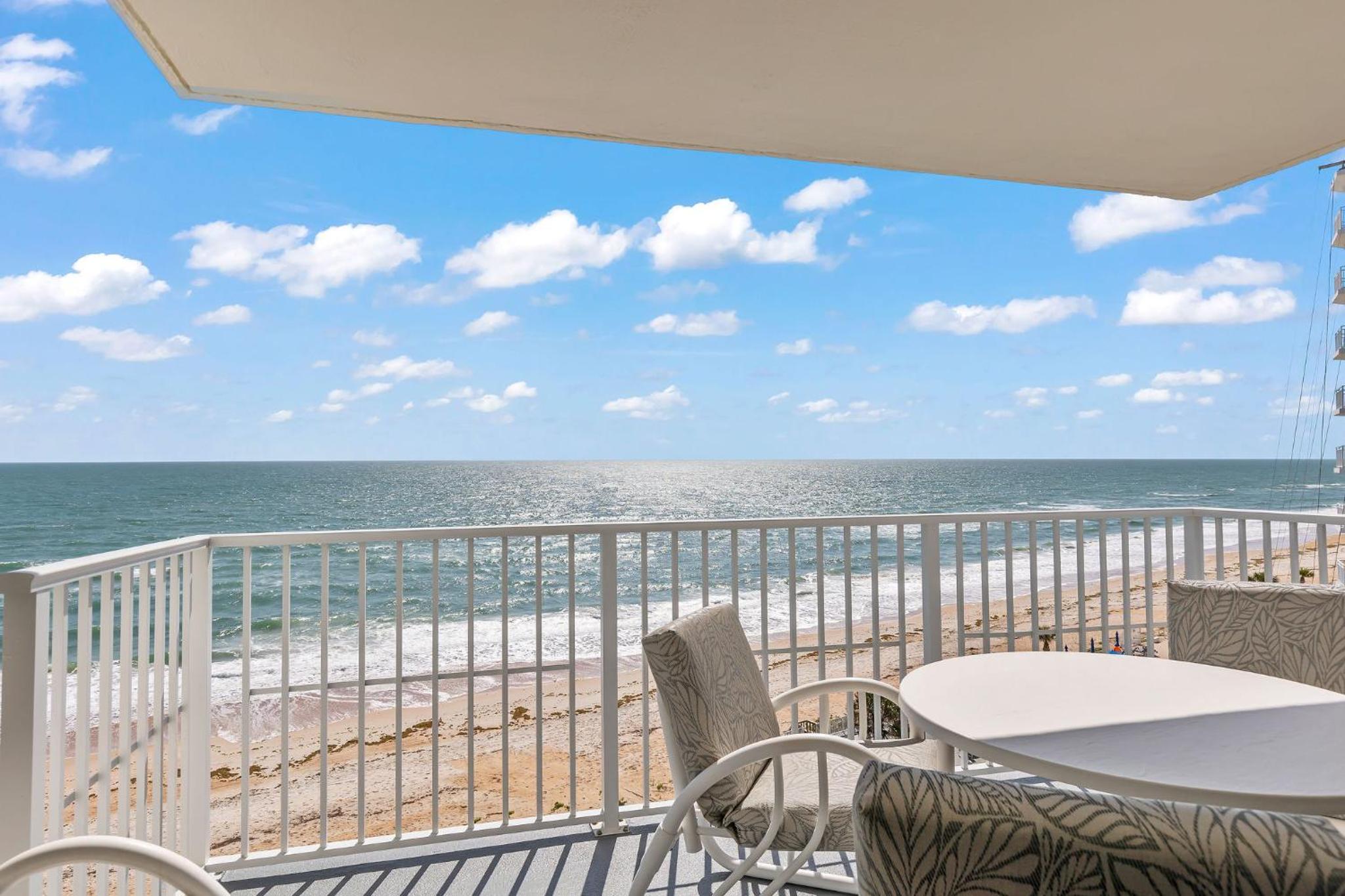 Direct oceanfront corner condo with spacious balcony and heated beachfront pool