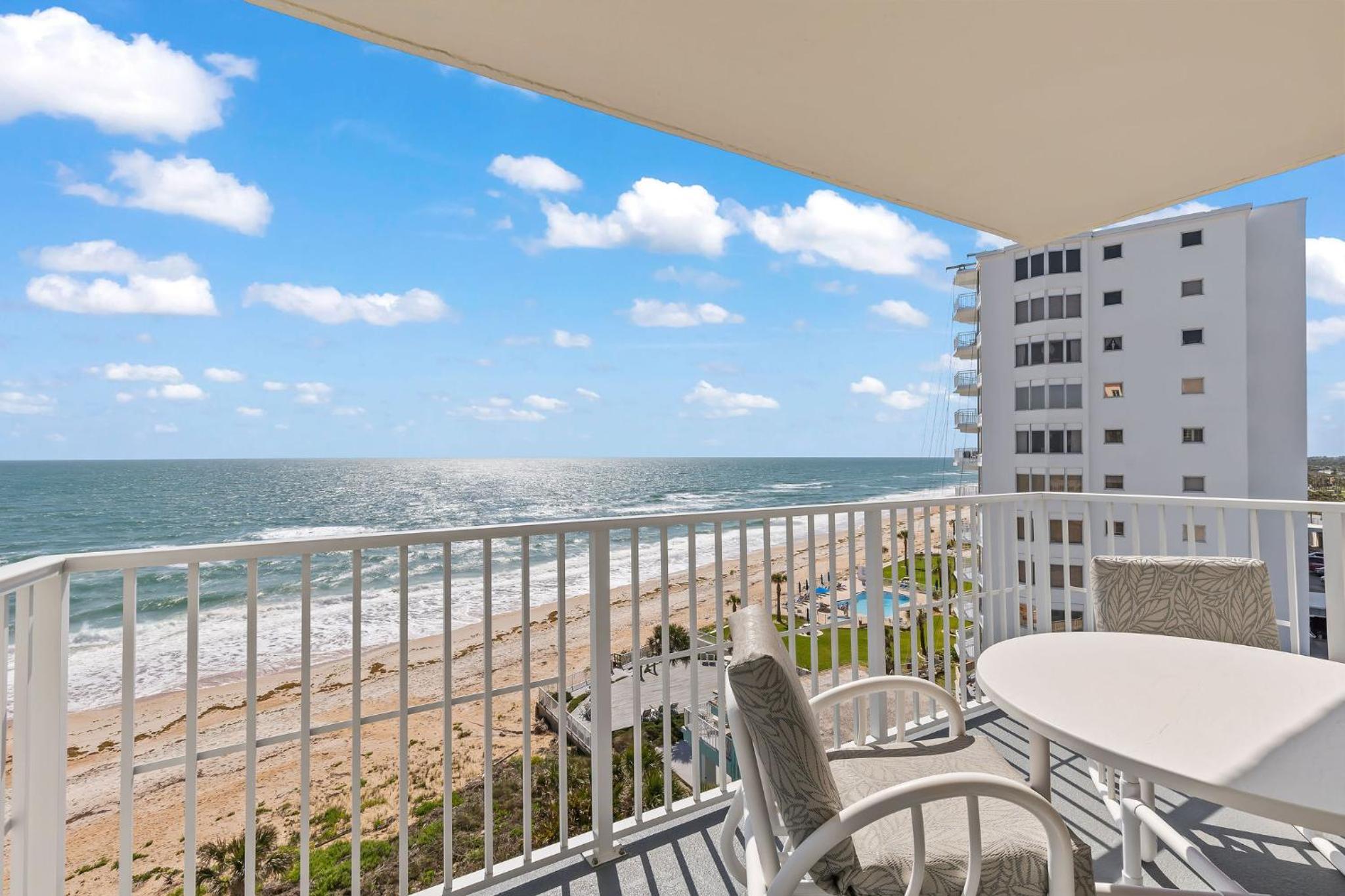 Direct oceanfront corner condo with spacious balcony and heated beachfront pool
