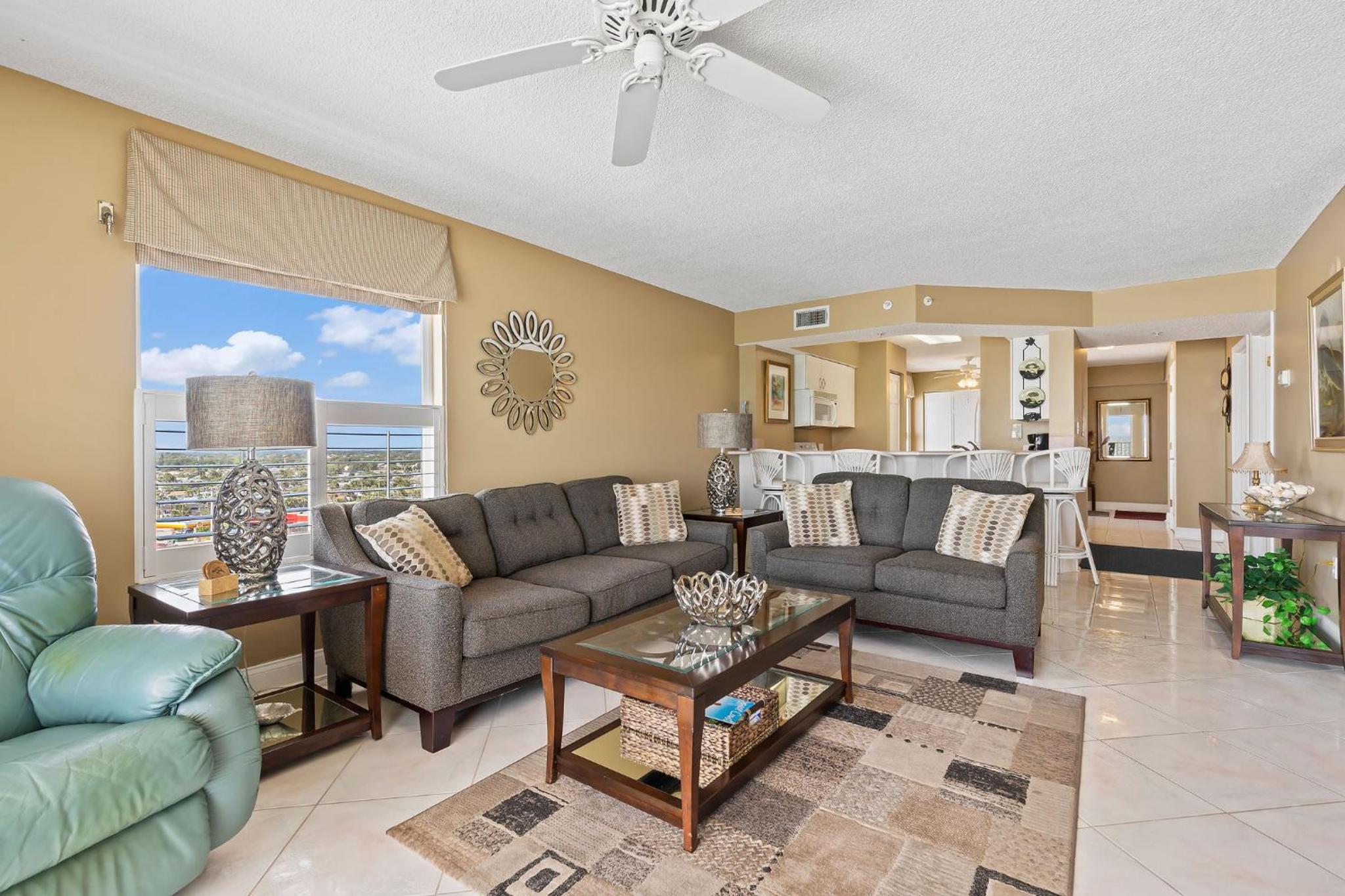 Direct oceanfront corner condo with spacious balcony and heated beachfront pool