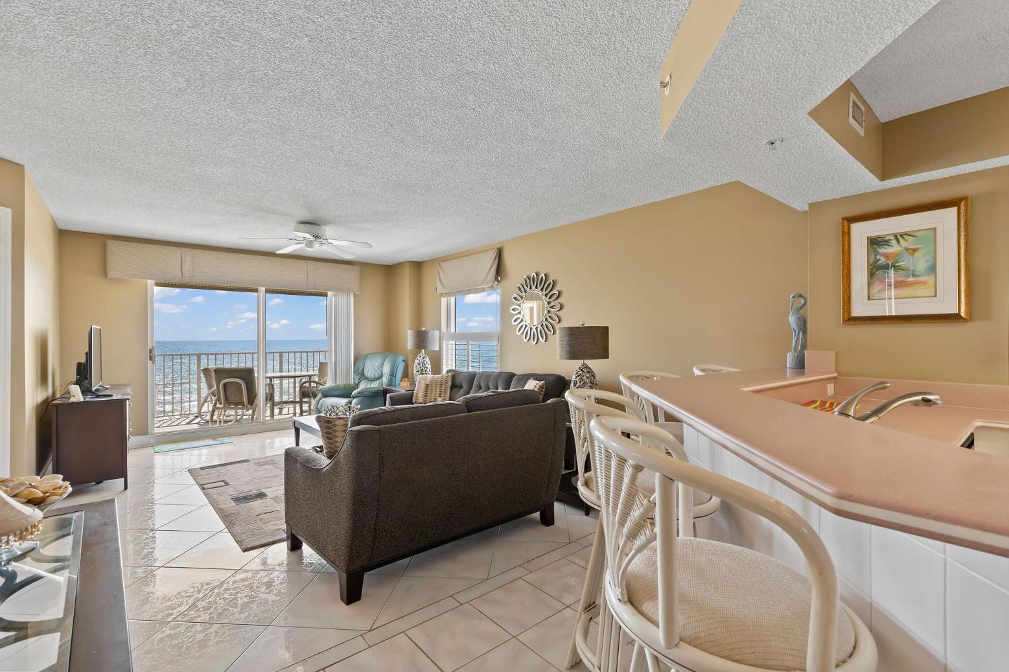 Direct oceanfront corner condo with spacious balcony and heated beachfront pool