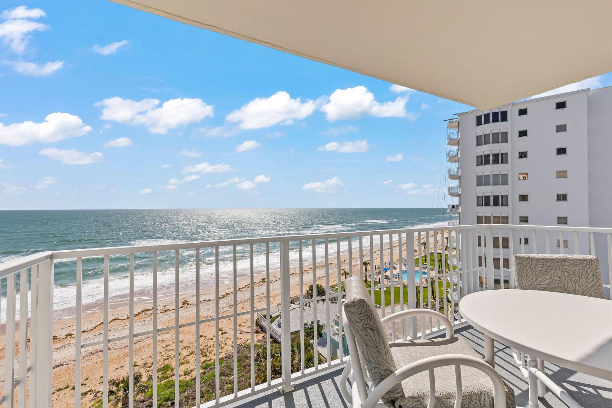 Direct oceanfront corner condo with spacious balcony and heated beachfront pool