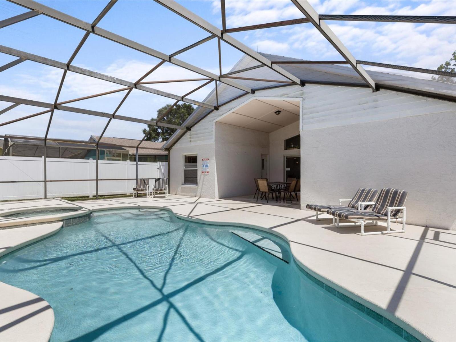 Sunny Getaway with Private Pool, Spa & Fenced Yard