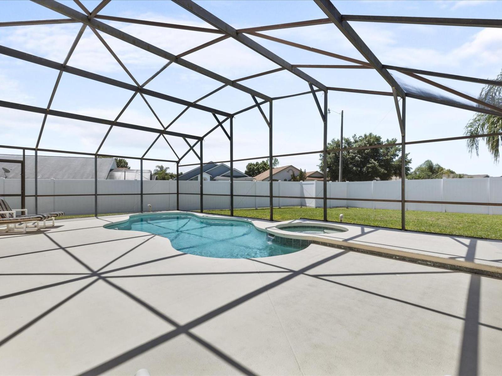 Sunny Getaway with Private Pool, Spa & Fenced Yard