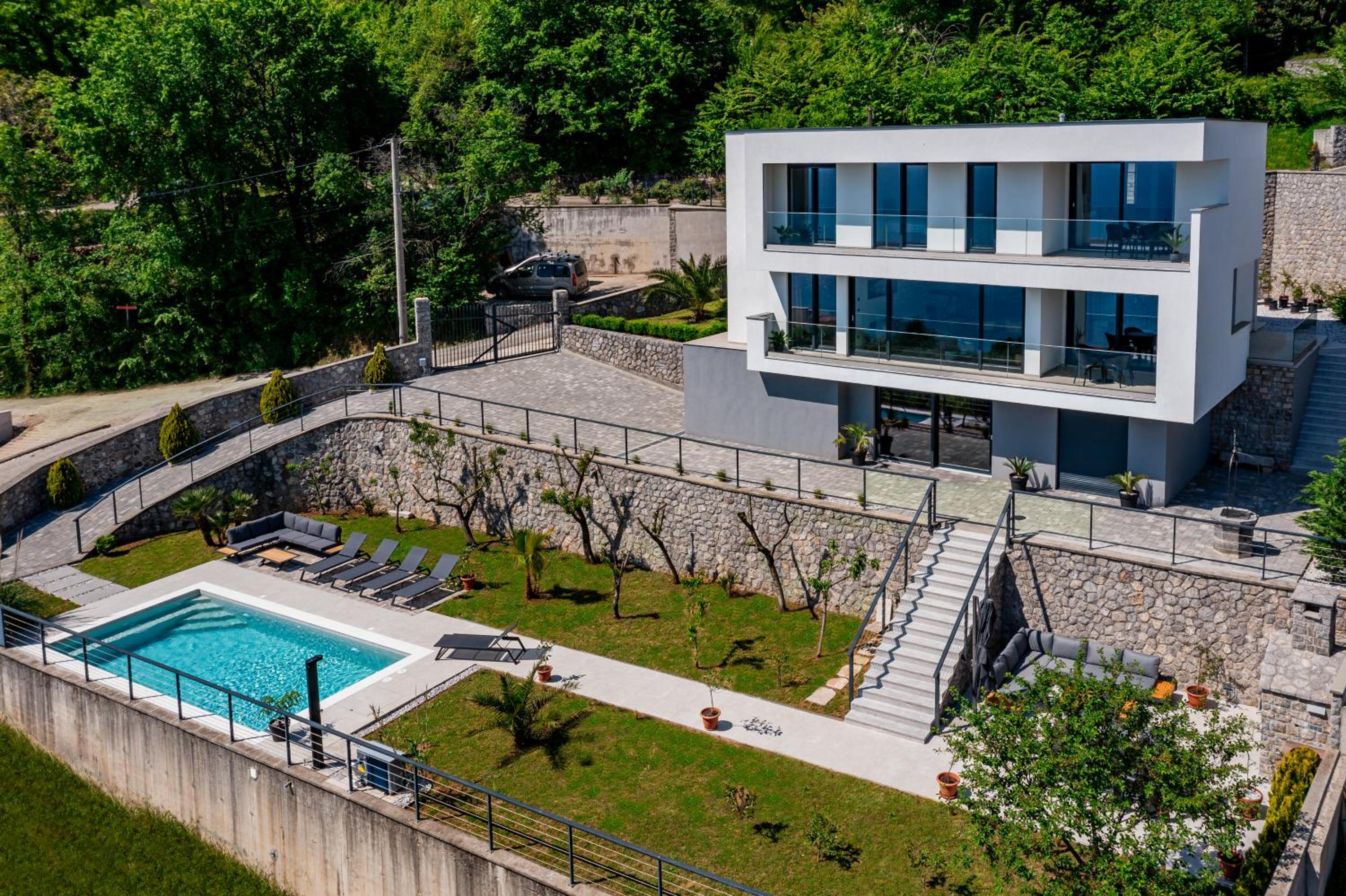 Villa K Opatija with a heated pool, gym, sauna, astonishing sea view