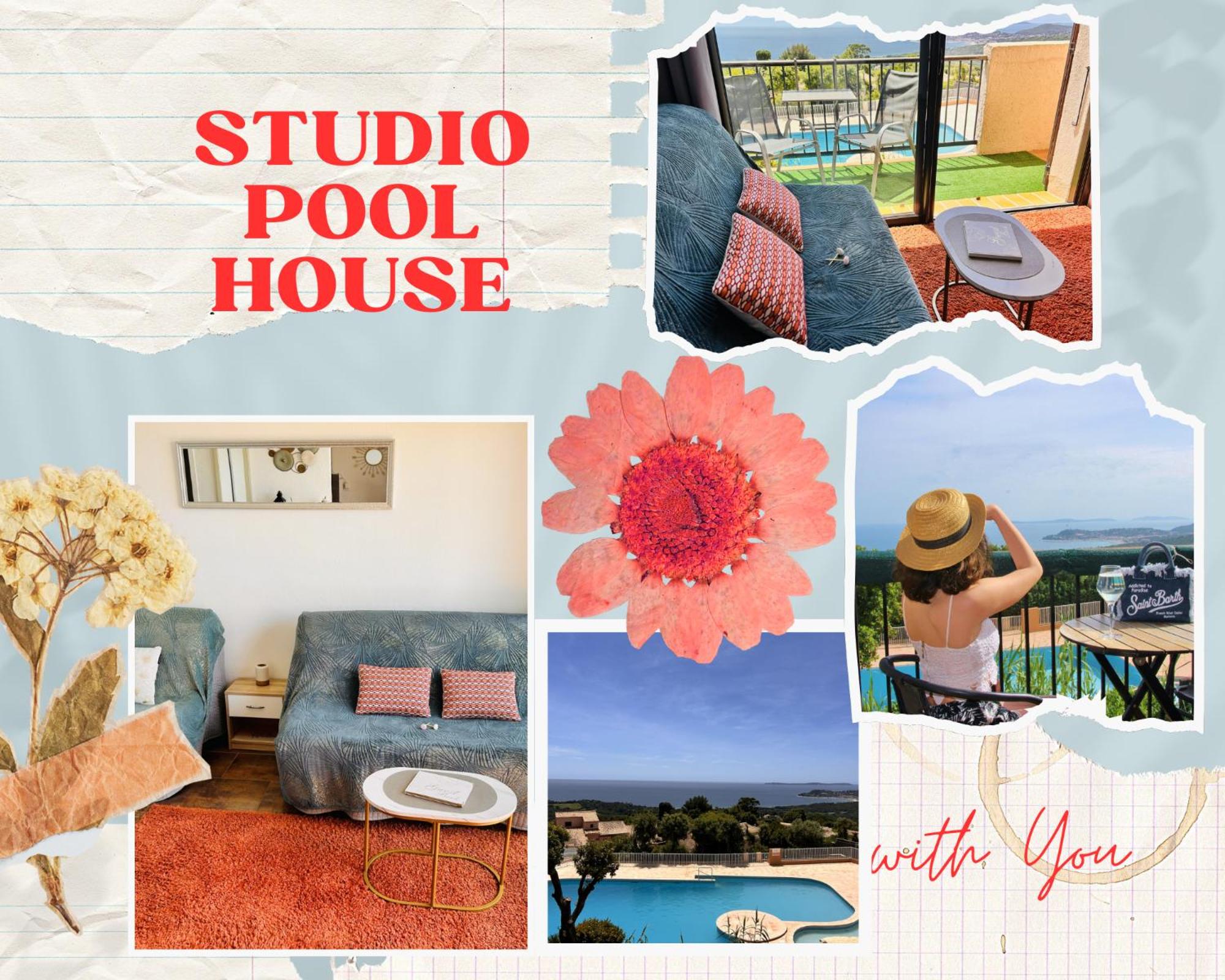 STUDIO POOL HOUSE 2 ETOILES VUE MER PANORAMIQUE AMAZING SEA VIEW WIFI LINGE LINEN INCLUS AIRCONDITIOn