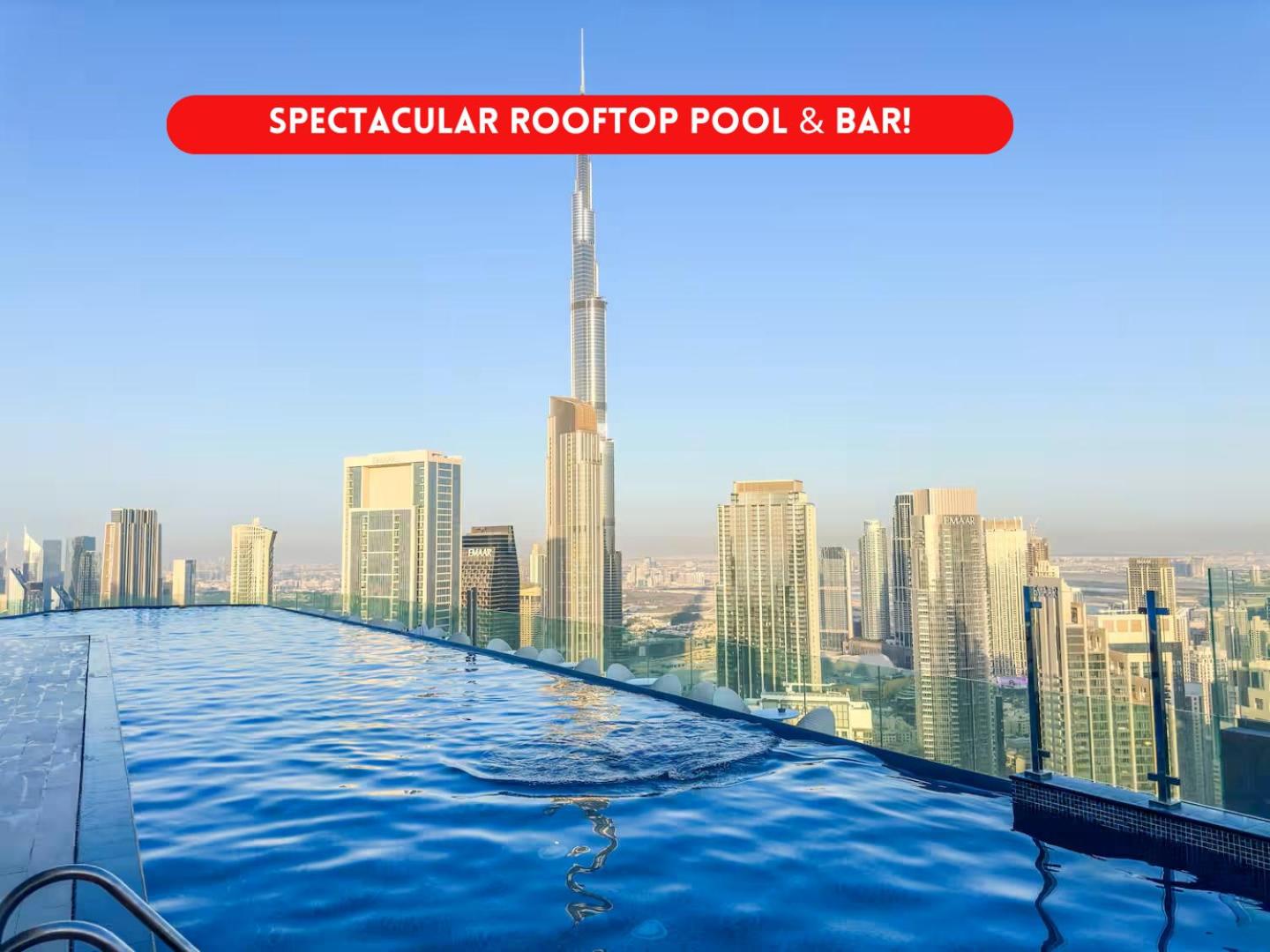 New Luxury SeaView 2Bed - Spectacular Rooftop Infinity Pool, Bar & Burj Views!