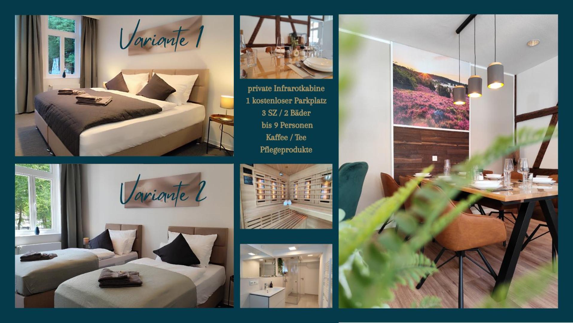 ApartZ - Celle Altstadt - bis 9 Personen Ideal für Familien und Gruppen, 3 SZ, 2 Bäder, Infrarotsauna, inklusive Parkplatz, Dachterrasse